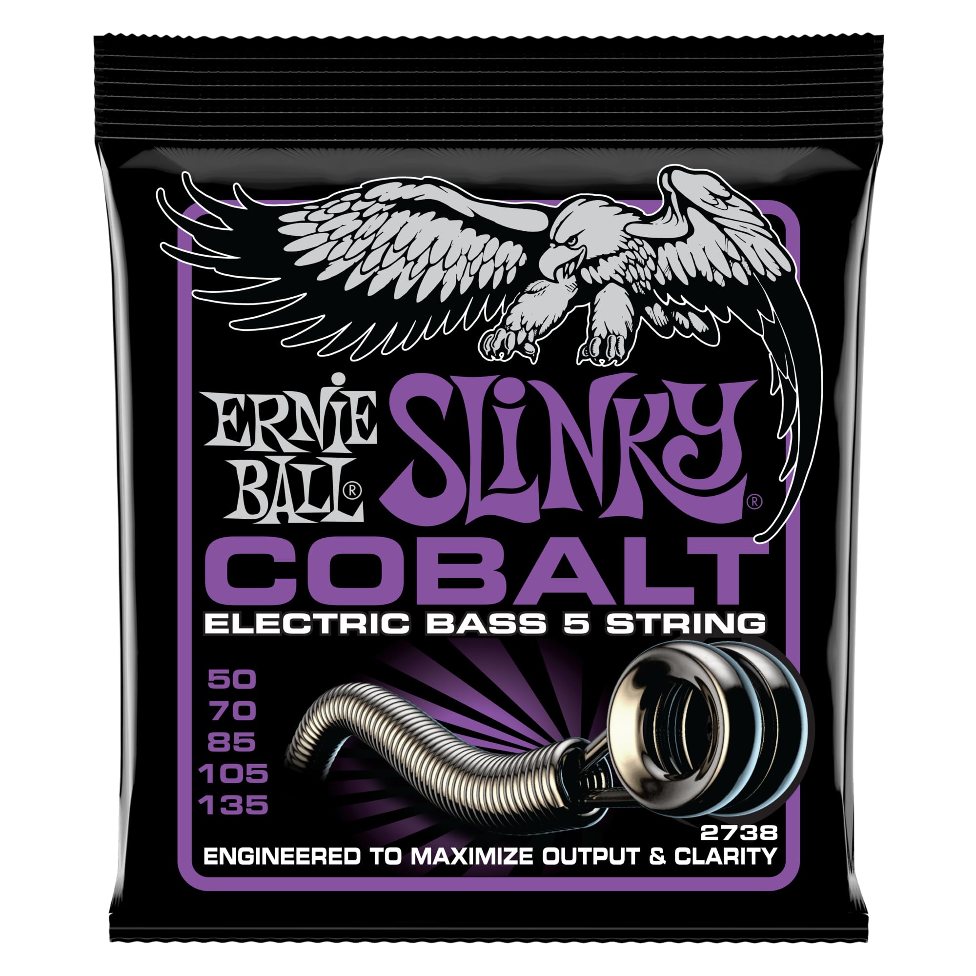 Ernie Ball Power Slinky Cobalt 5-String Electric Bass Strings 50-135 Gauge