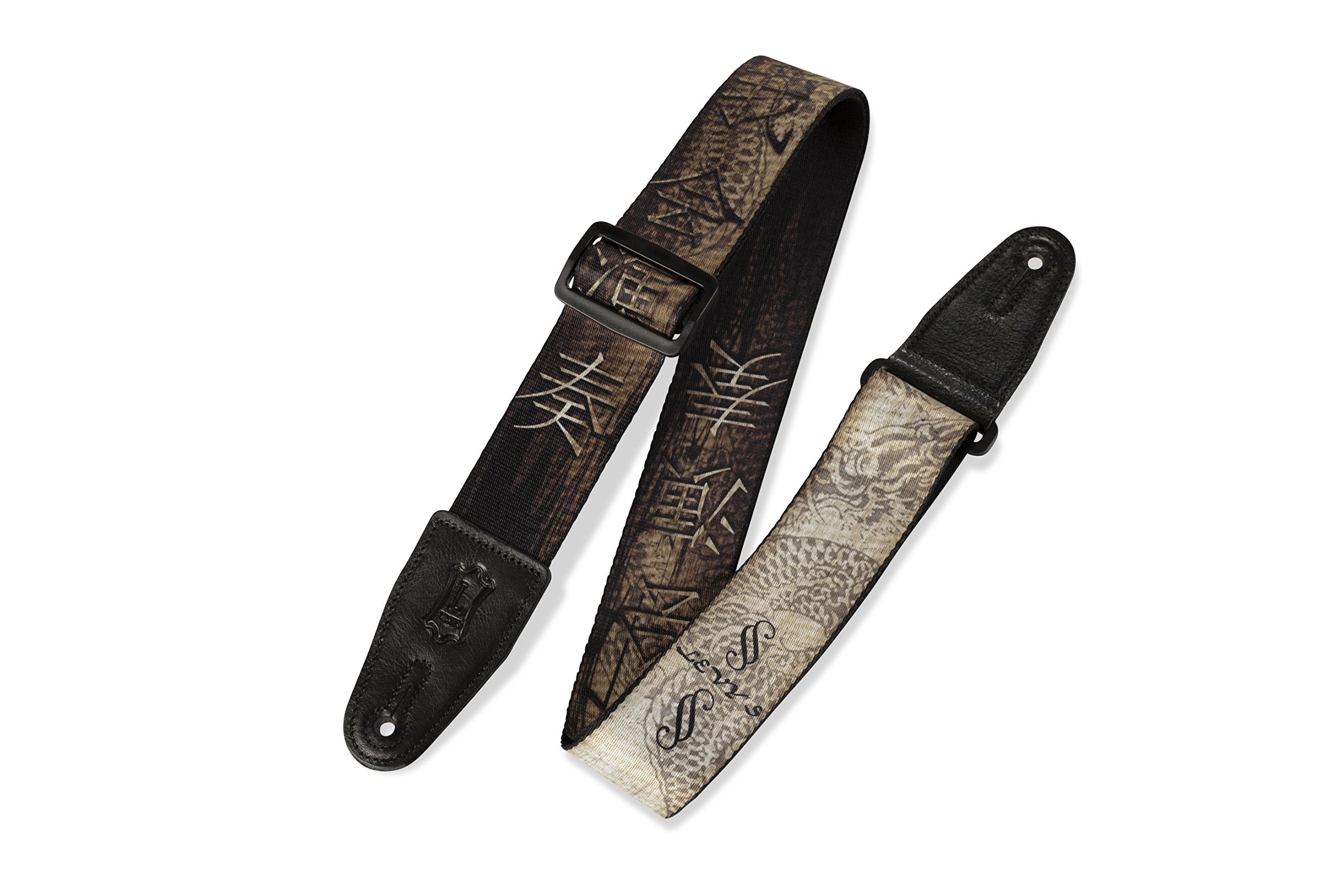Levys Leathers 2 Polyester Guitar Strap Sublimation-Printed With Original Artists Design, Genuine Leather Ends (Mpd2-012), Drago