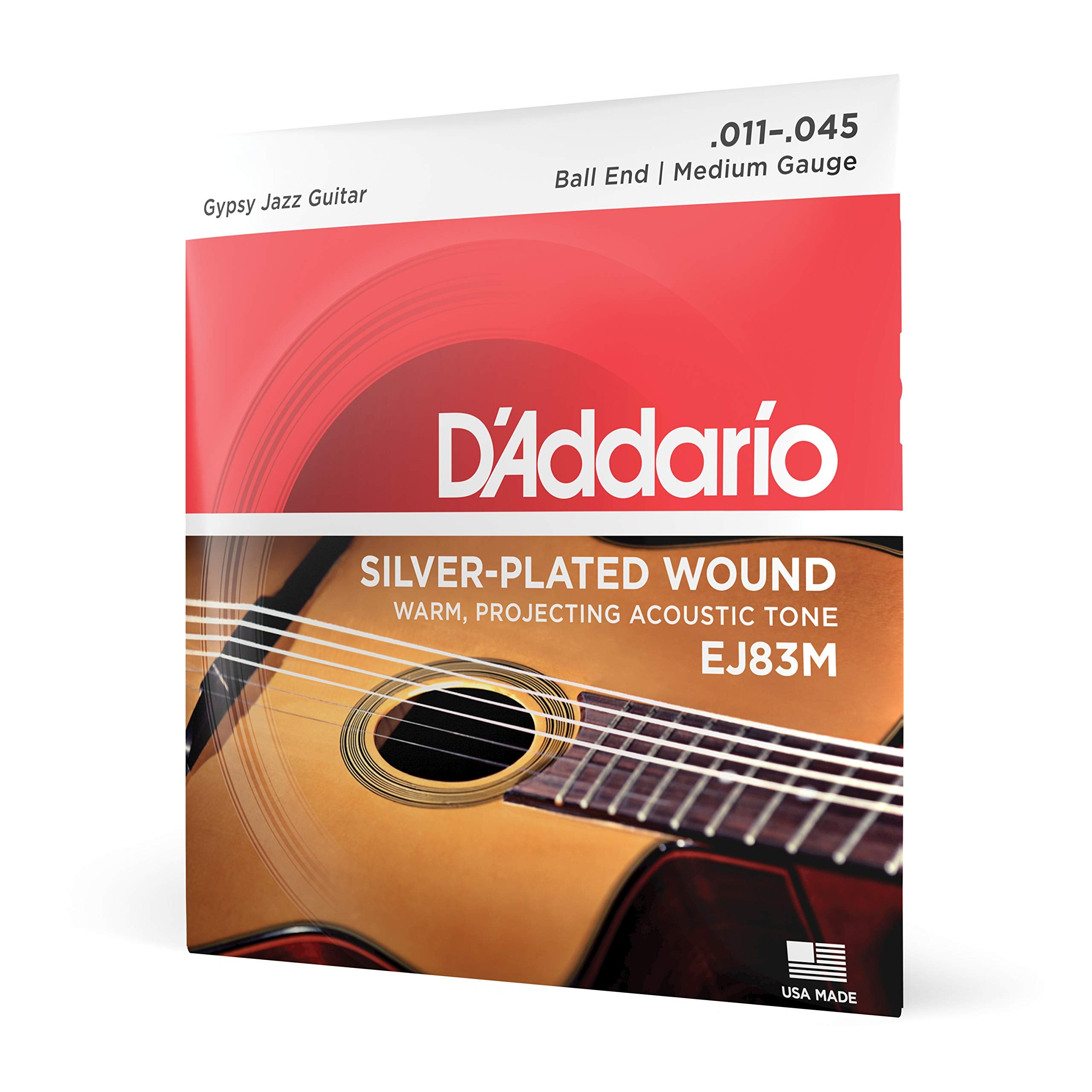 DAddario Ej83M Gypsy Jazz Acoustic Guitar Strings, Ball End, Medium, 11-45
