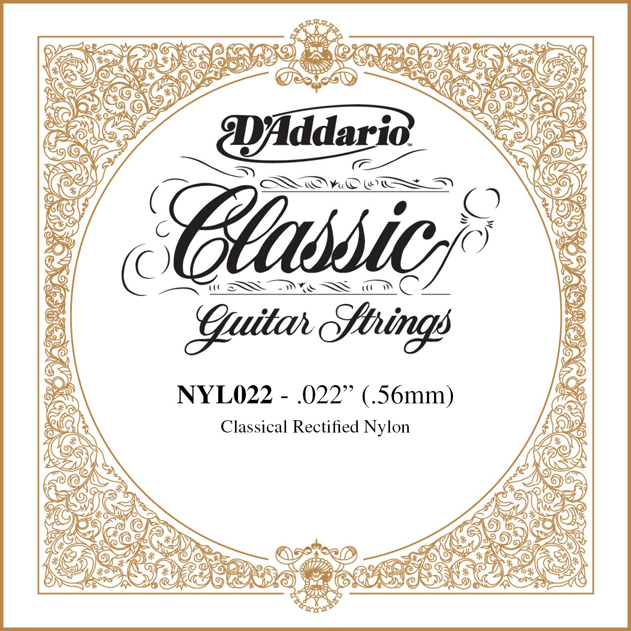 D'Addario Nyl022 Rectified Nylon Classical Guitar Single String,.022