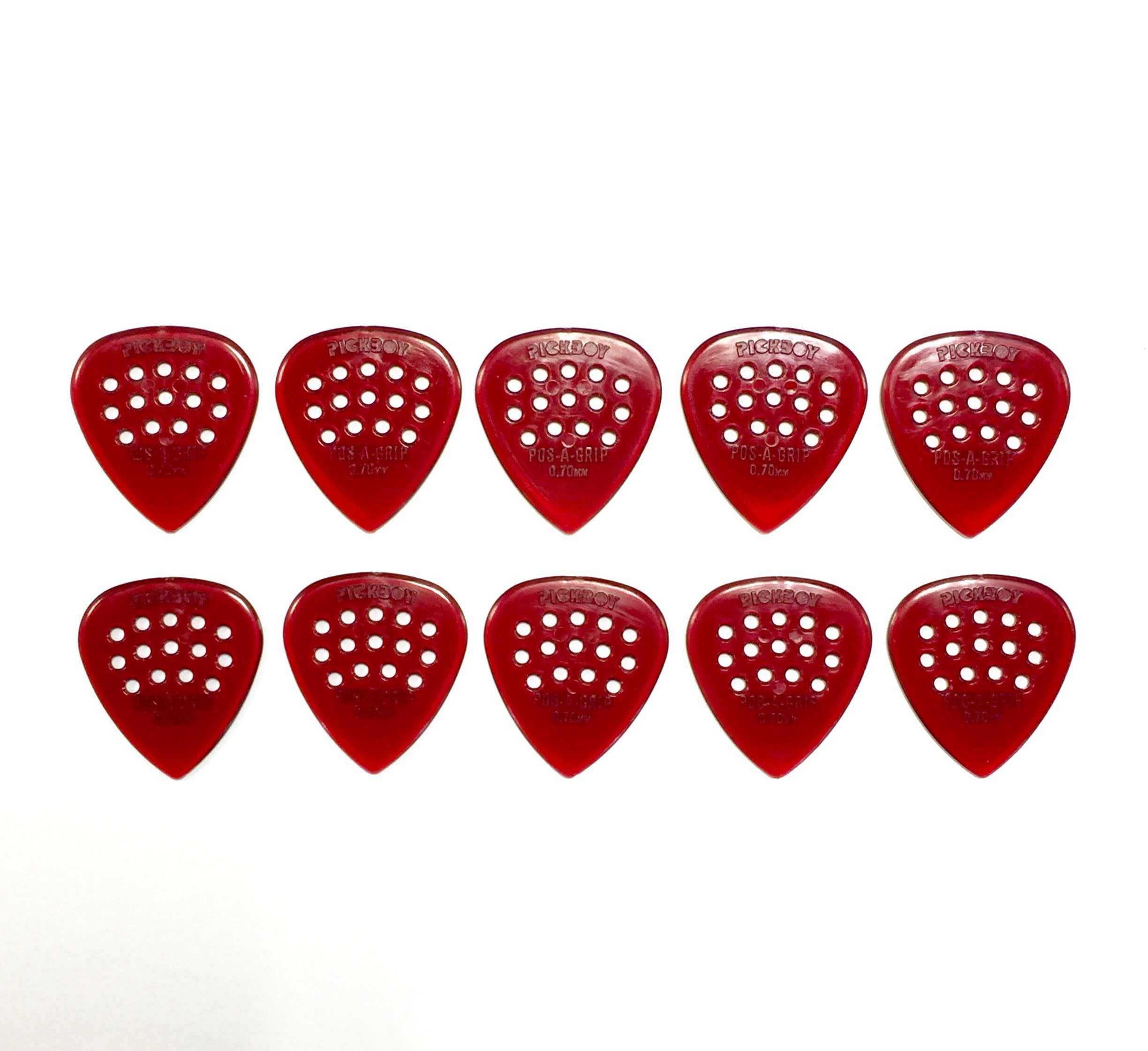 Pickboy Pos-a-Grip, Red, Polycarbonate, 0.70mm, 10 picks