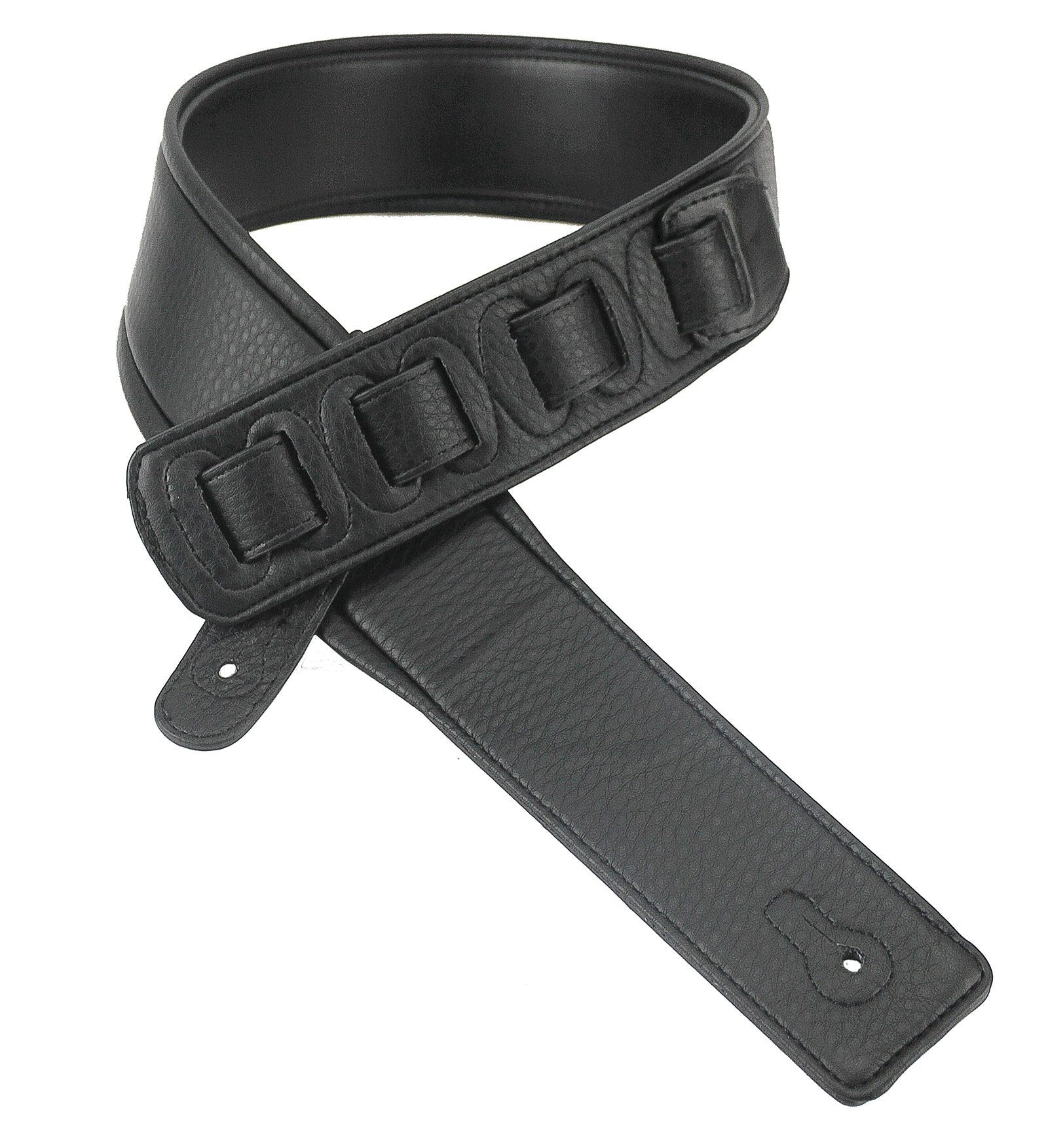 Walker & Williams G-918 Handmade Natural Finish Black Leather Padded Guitar Strap For Acoustic, Electric, And Bass Guitars