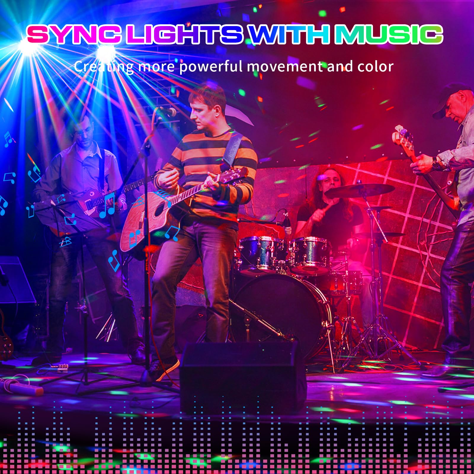 DJ Lights with Stand - YeeSite Stage Party Bar Light Set with RGB Rotating Ball LED Par Sound Activated and Remote Control DJ Li