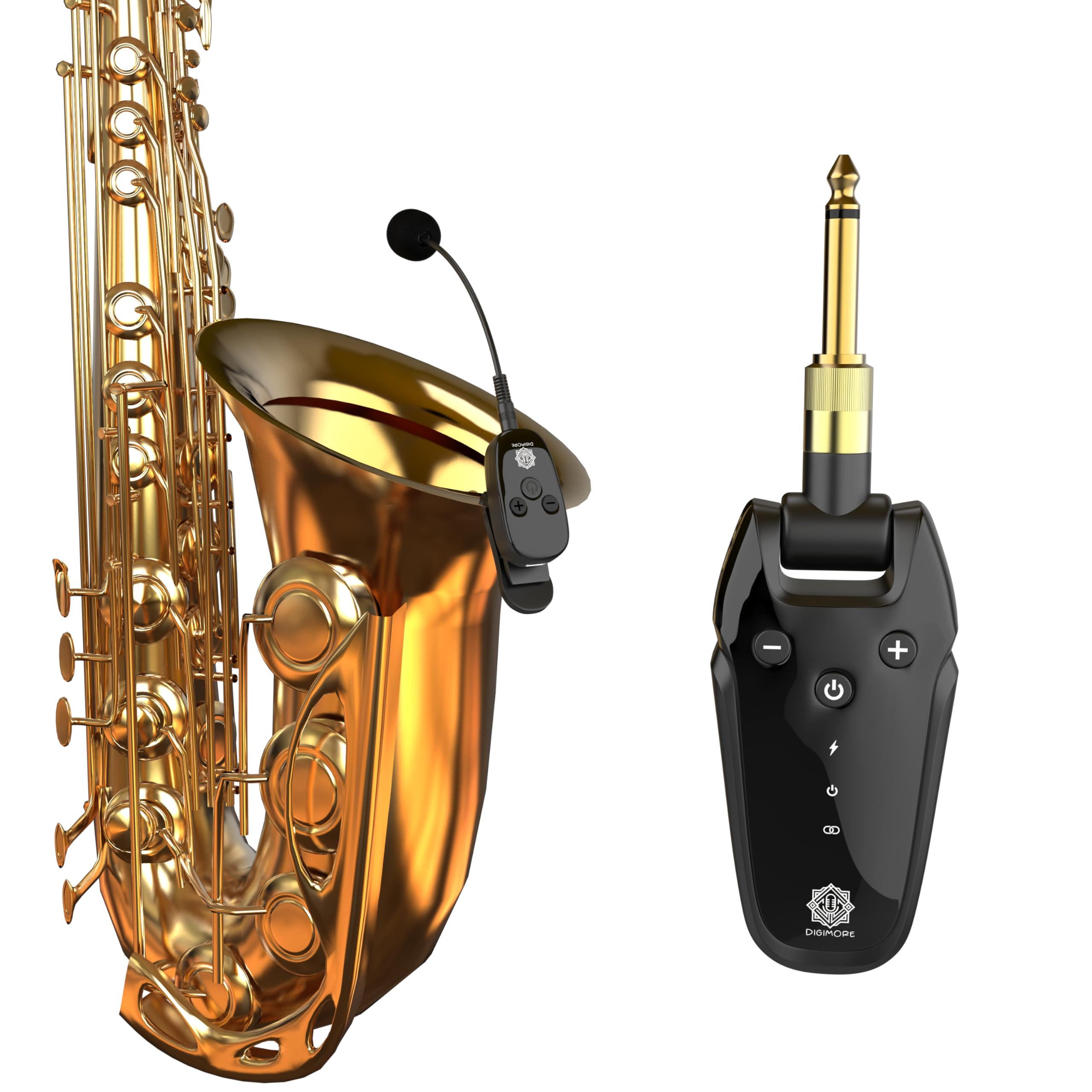 Digimore Wireless Saxophone Microphone System | Transceiver | Built-In Condenser Mic | Low Latency | Long Battery Life | Ideal F