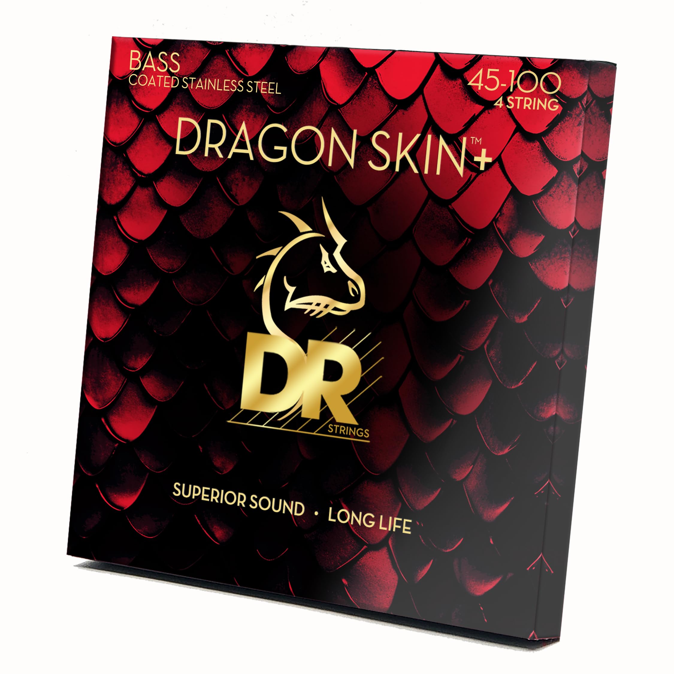Dr Strings Dragon Skin+ - Coated Stainless Steel Bass Strings - Dbs-45/100 - Superior Sound With Comfortable Feel & Long Life: M