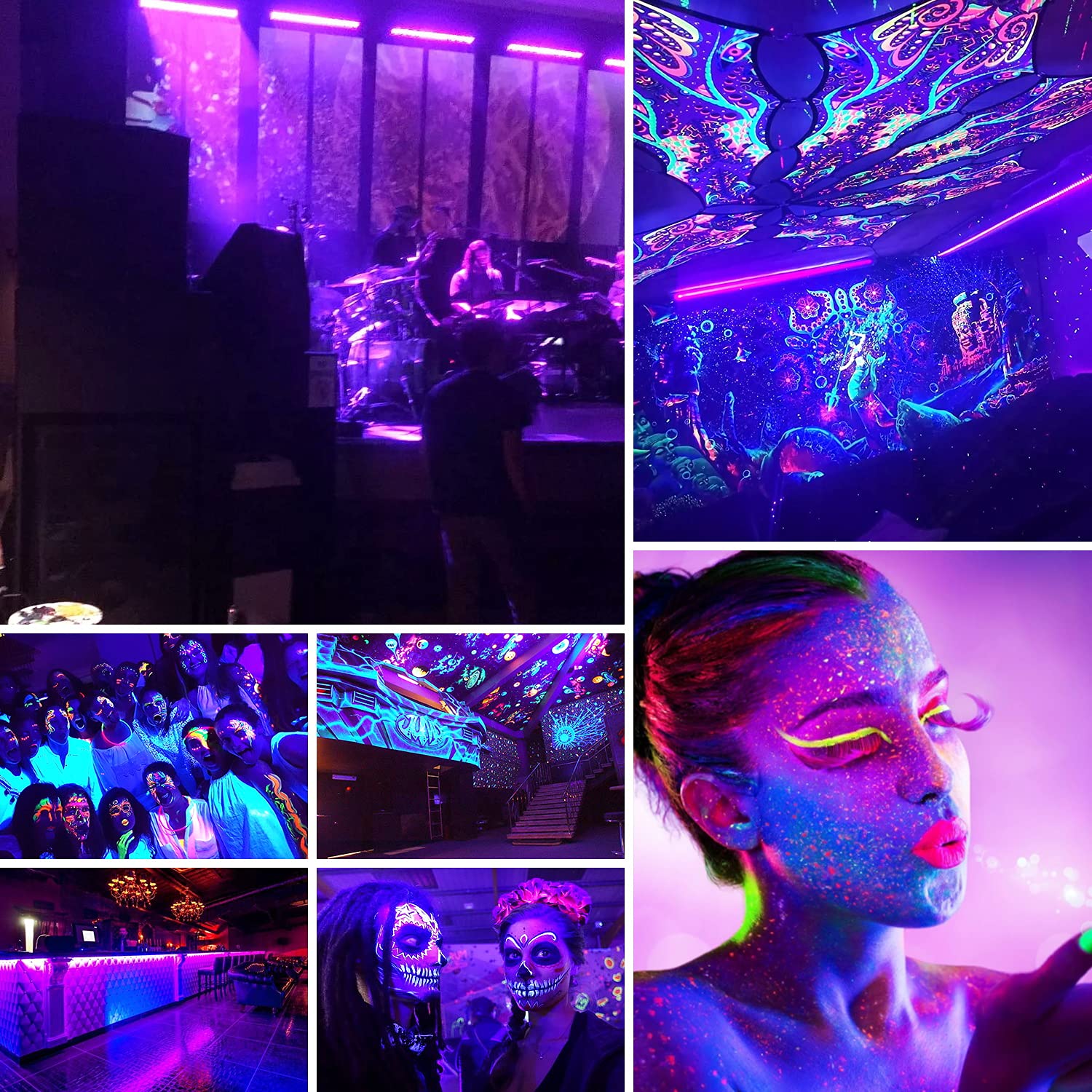 36LED Black Lights, UKing 72W UV Stage Lights Blacklight with Glow in The Dark Party Supplies by DMX and Remote Control for Hal