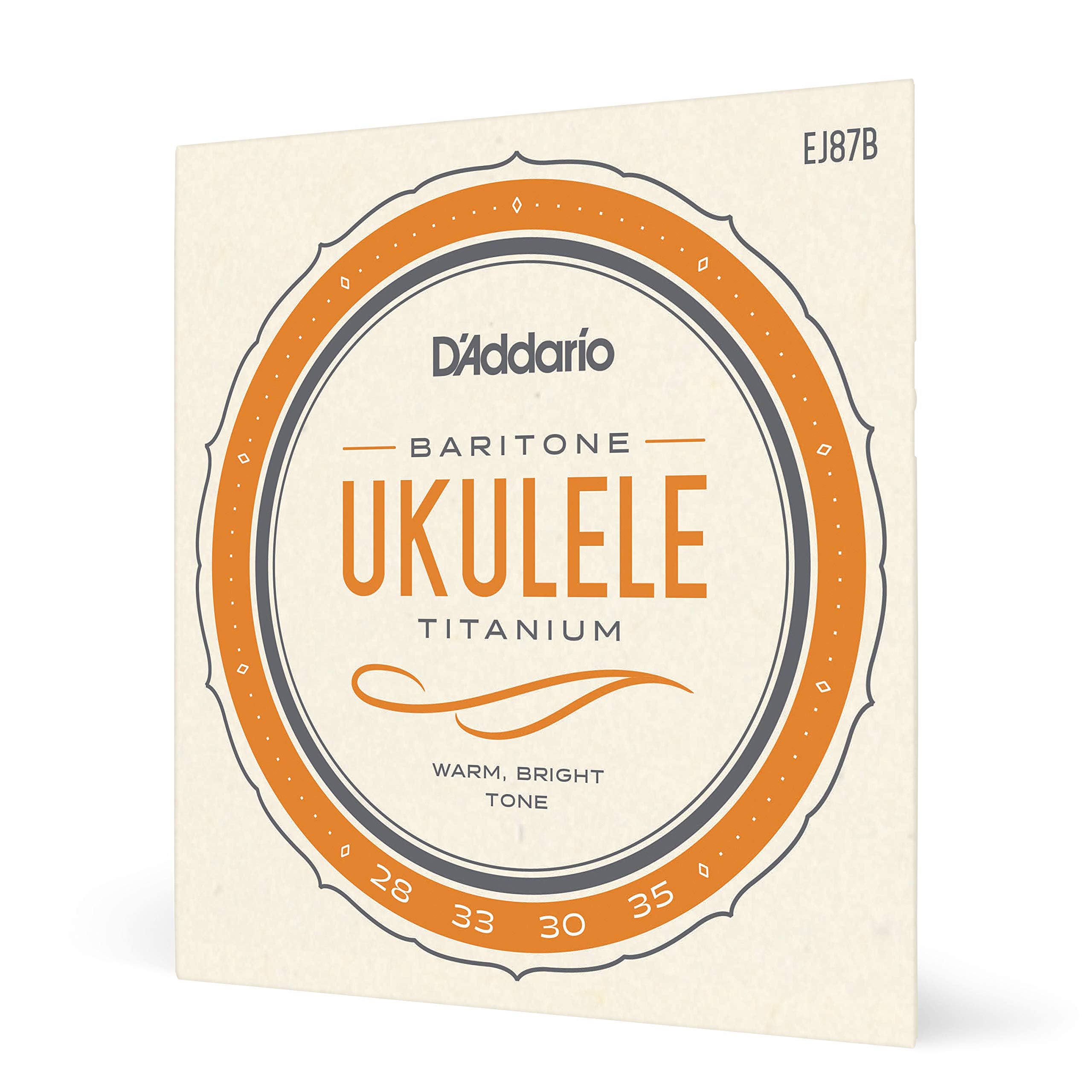 DAddario Baritone Ukulele Strings, Titanium, EJ87B, 4-String Set, Pack of 1