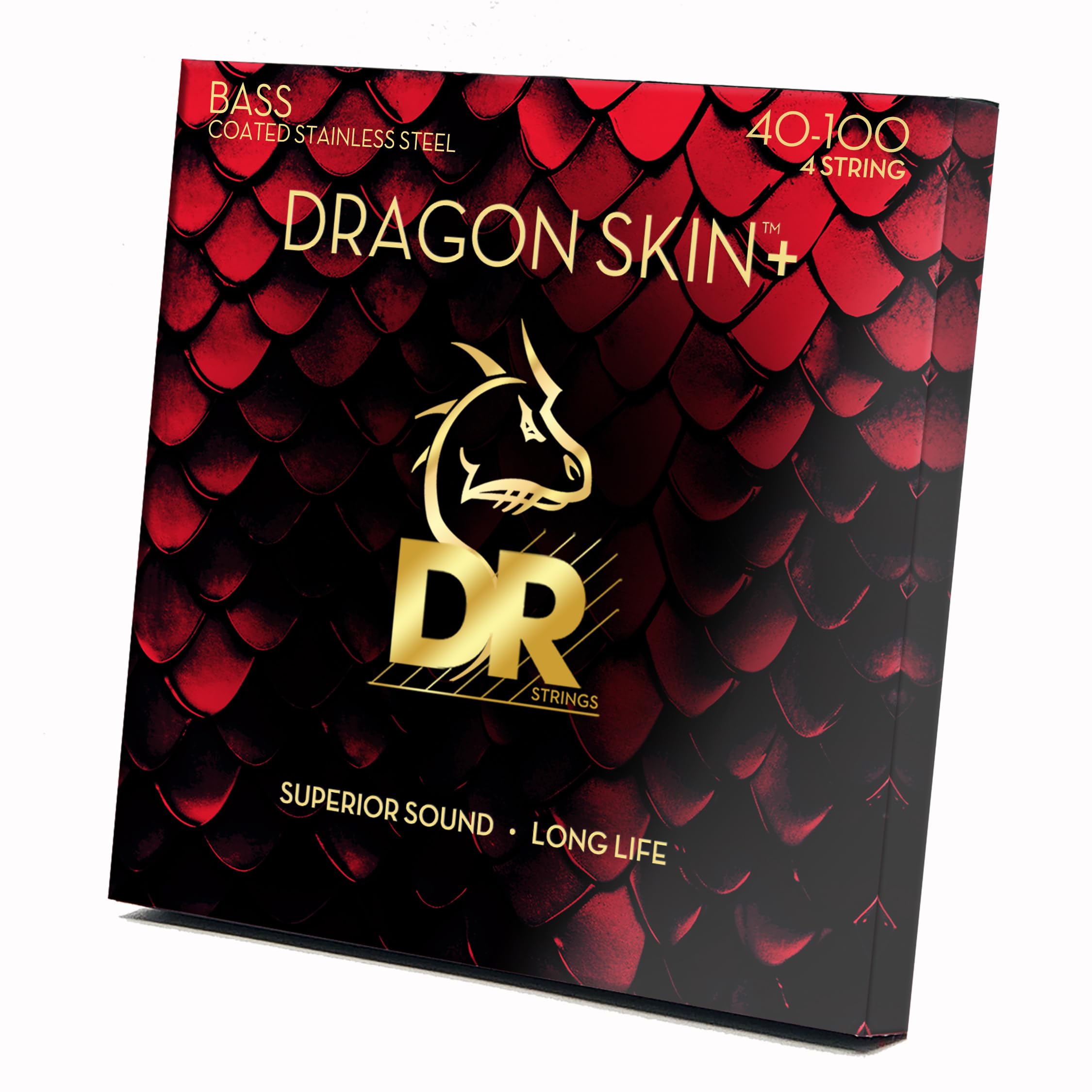 Dr Strings Dragon Skin+ - Coated Stainless Steel Bass Strings - Dbs-40 - Superior Sound With Comfortable Feel & Long Life: Light