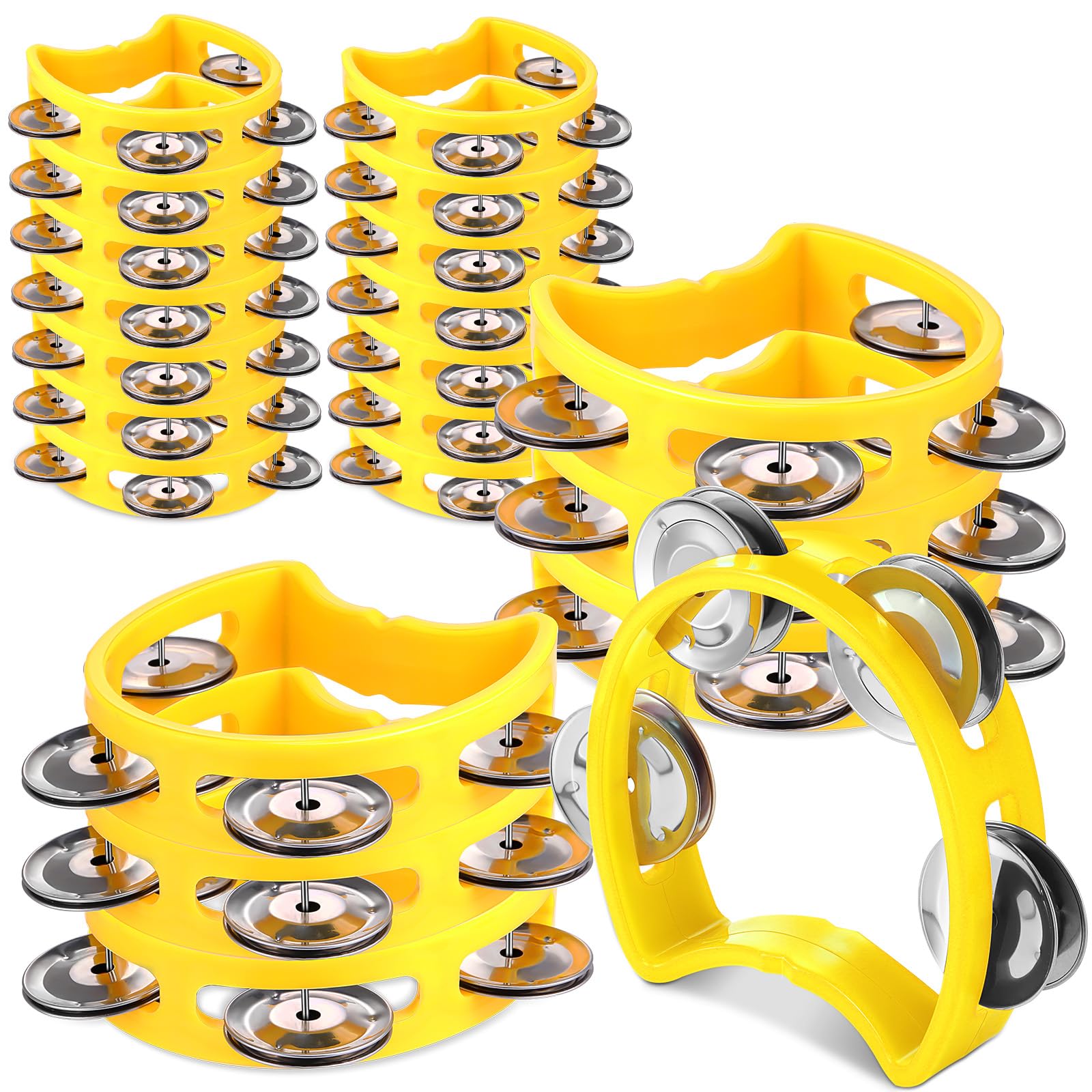 Boao 21 Pcs Tambourine Musical Instrument for Adults Plastic Percussion Tambourine 4 Bells ABS Musical Rhythm Instrument Hand He