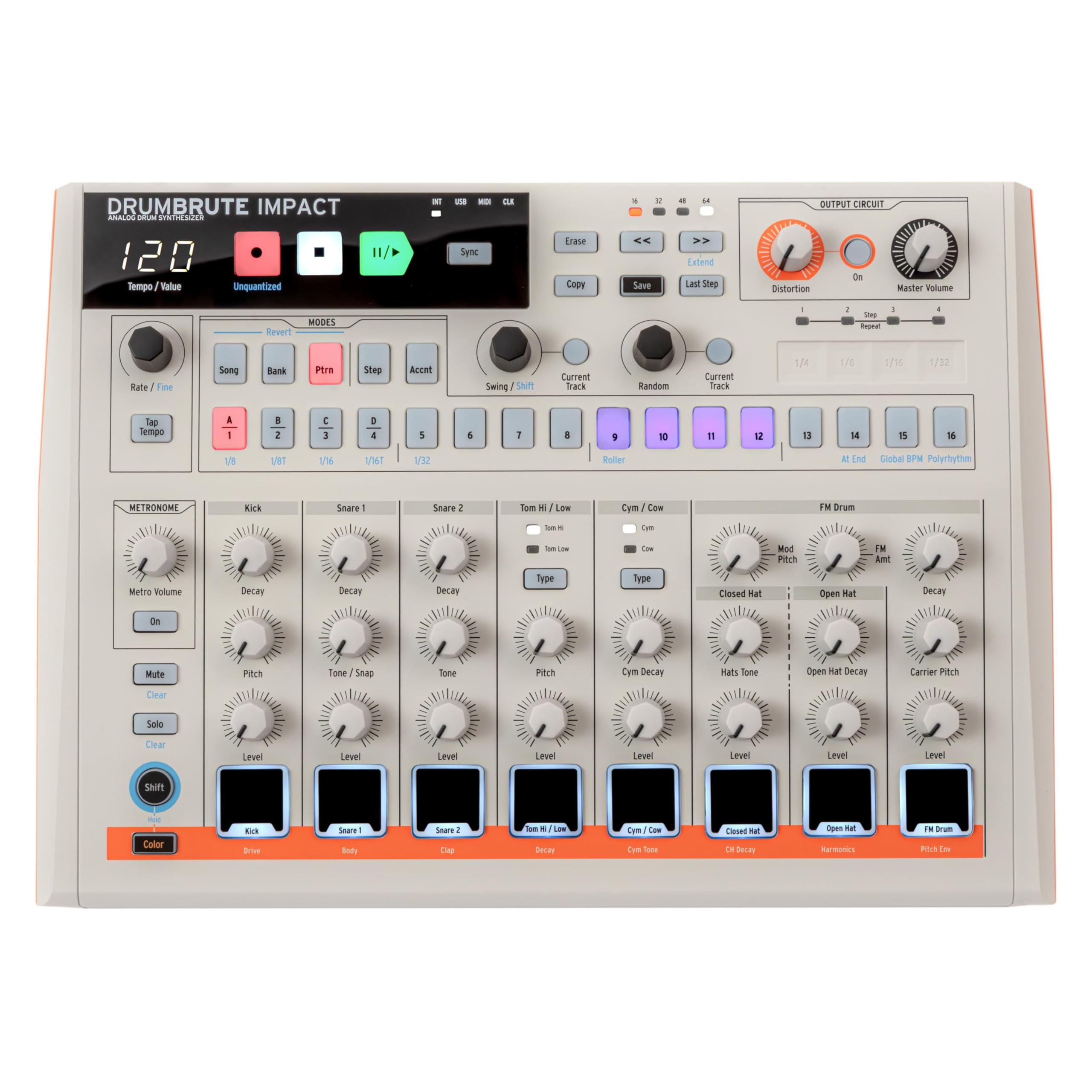 Arturia Drumbrute Impact 1984 Analog Drum Machine - White