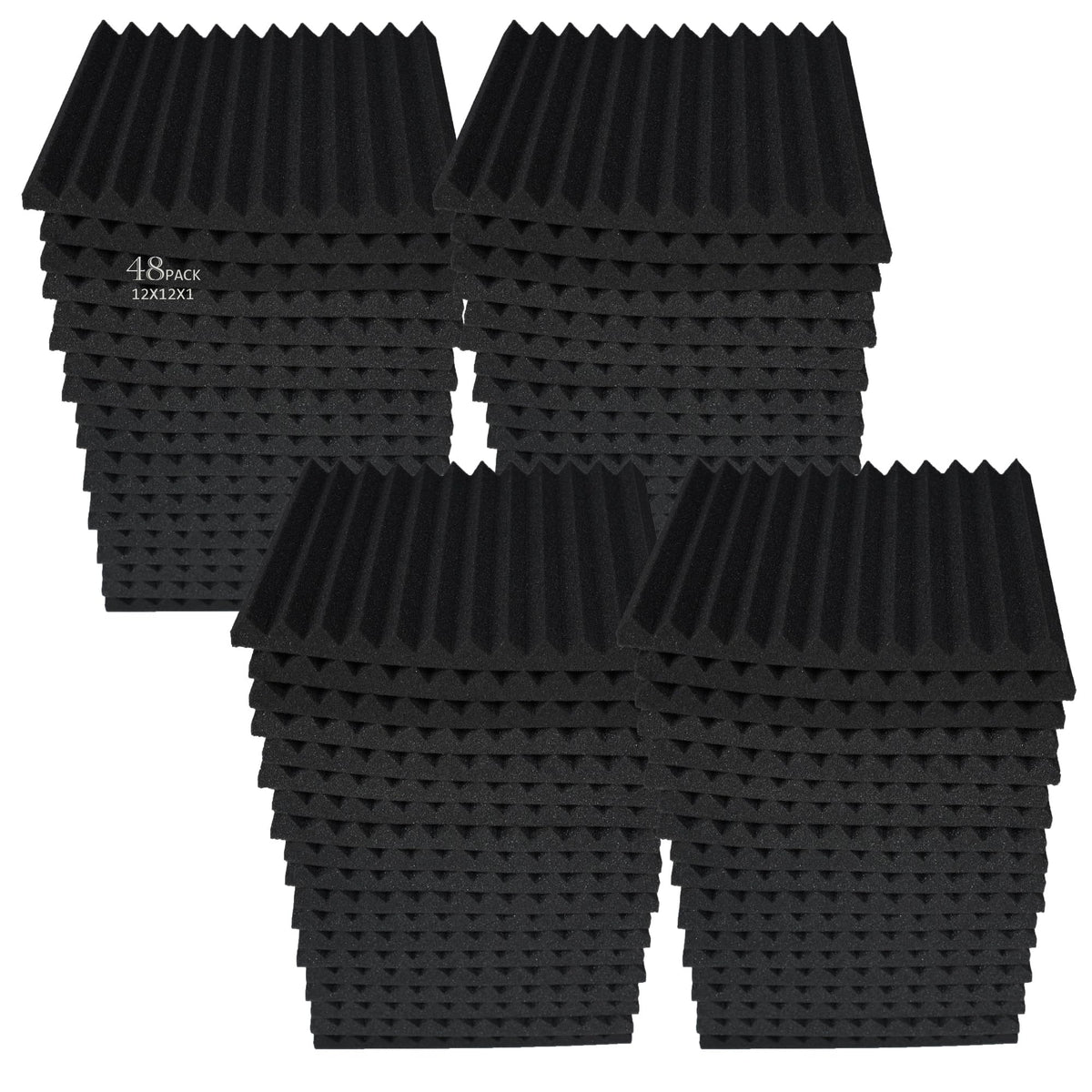 50 Pack Black 12 ''X 12 ''X1'' Acoustic Panels Studio Soundproofing Foam Wedge Tiles,