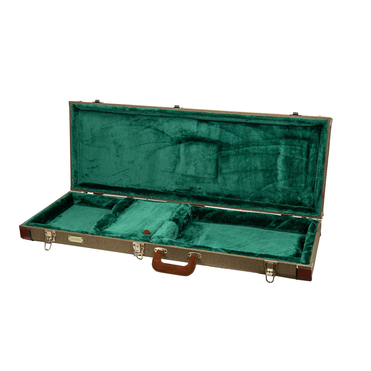 Crossrock Master Series Electric Guitar Case For Fender Stratocaster & Telecaster | Olive Green Tweed Exterior, Re-Engineered Wo