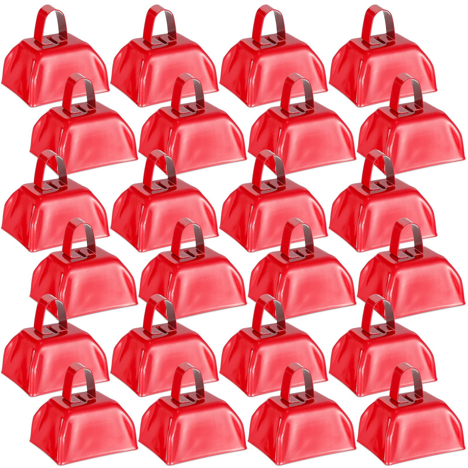 Yeshone 24 Pcs Metal Cowbell with Handle Cow Bells Noise Makers for Sporting Events Small Loud Noisemaker Cow Bell for Wedding C