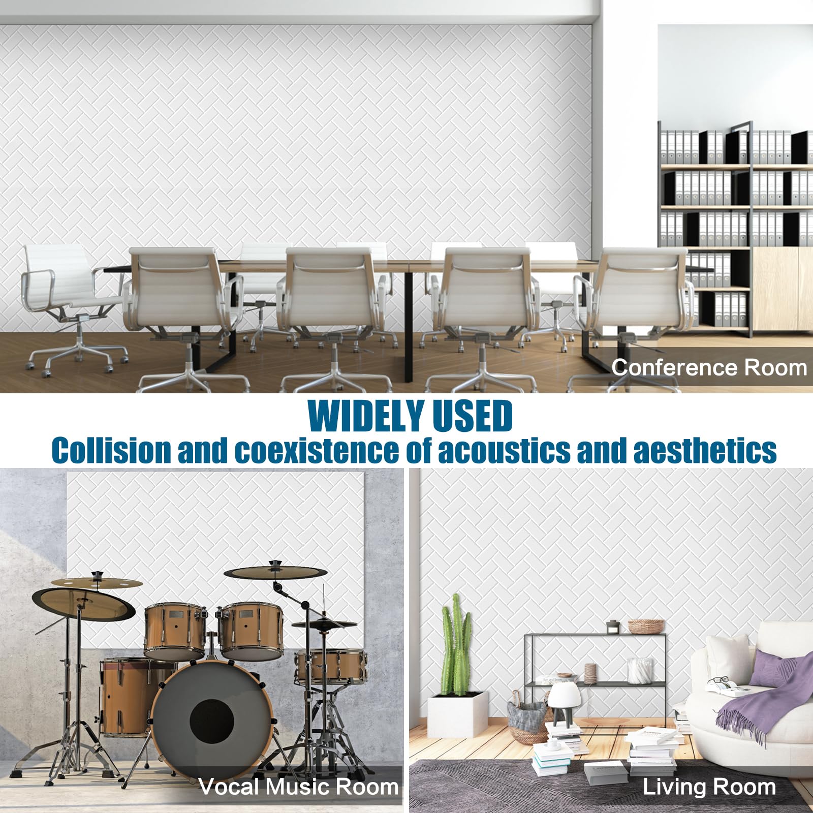 Tutmyrea 12 Pack Self-Adhesive Acoustic Panels, 12''X12''X0.4'' Brick Pattern Soundproof Wall Panels, High Density Sound Absorbi