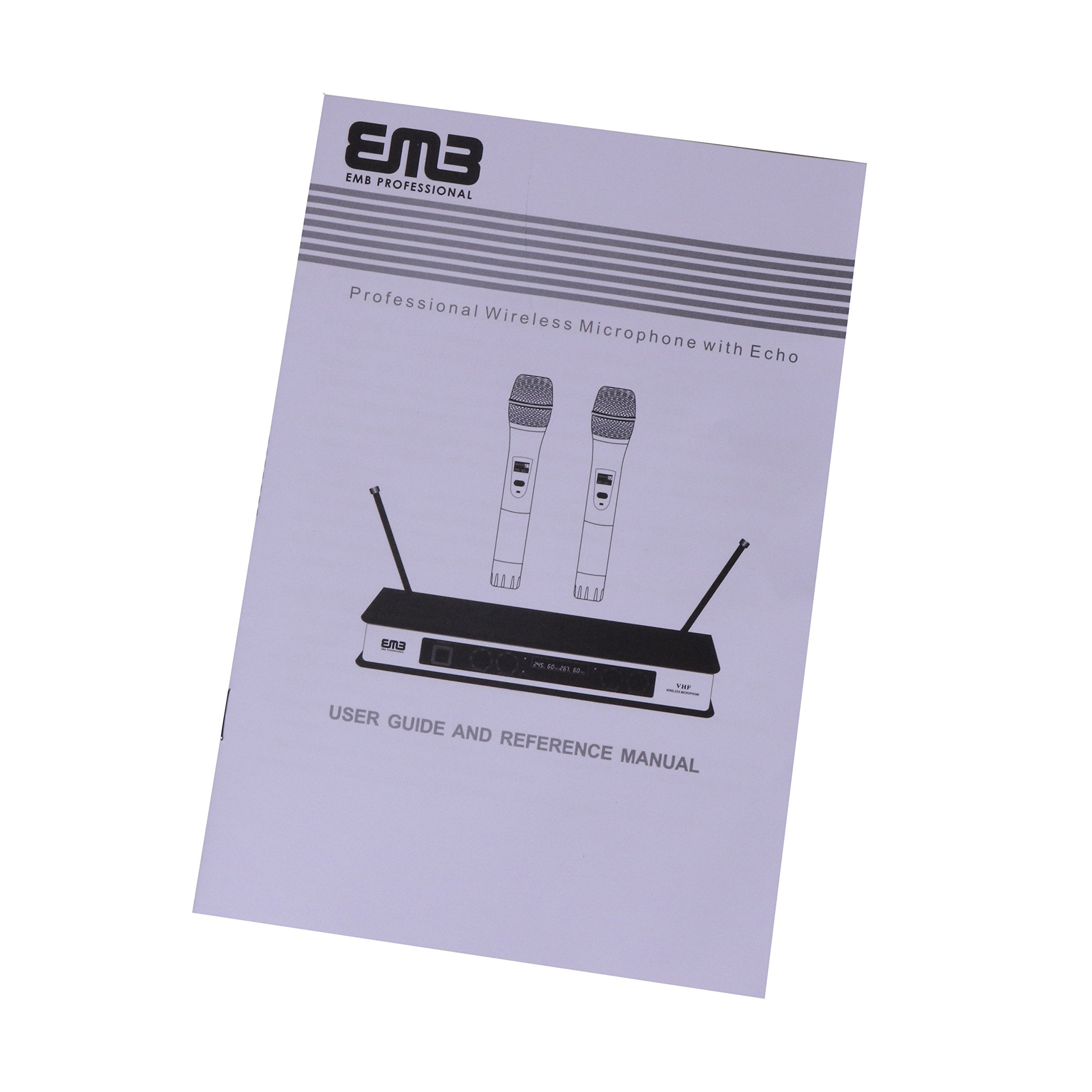 EMB - EBM60E Yellow VHF Dual Wireless Handheld Microphone System with Echo Feature. Great for Karaoke, DJ, PA, Presentation, Liv