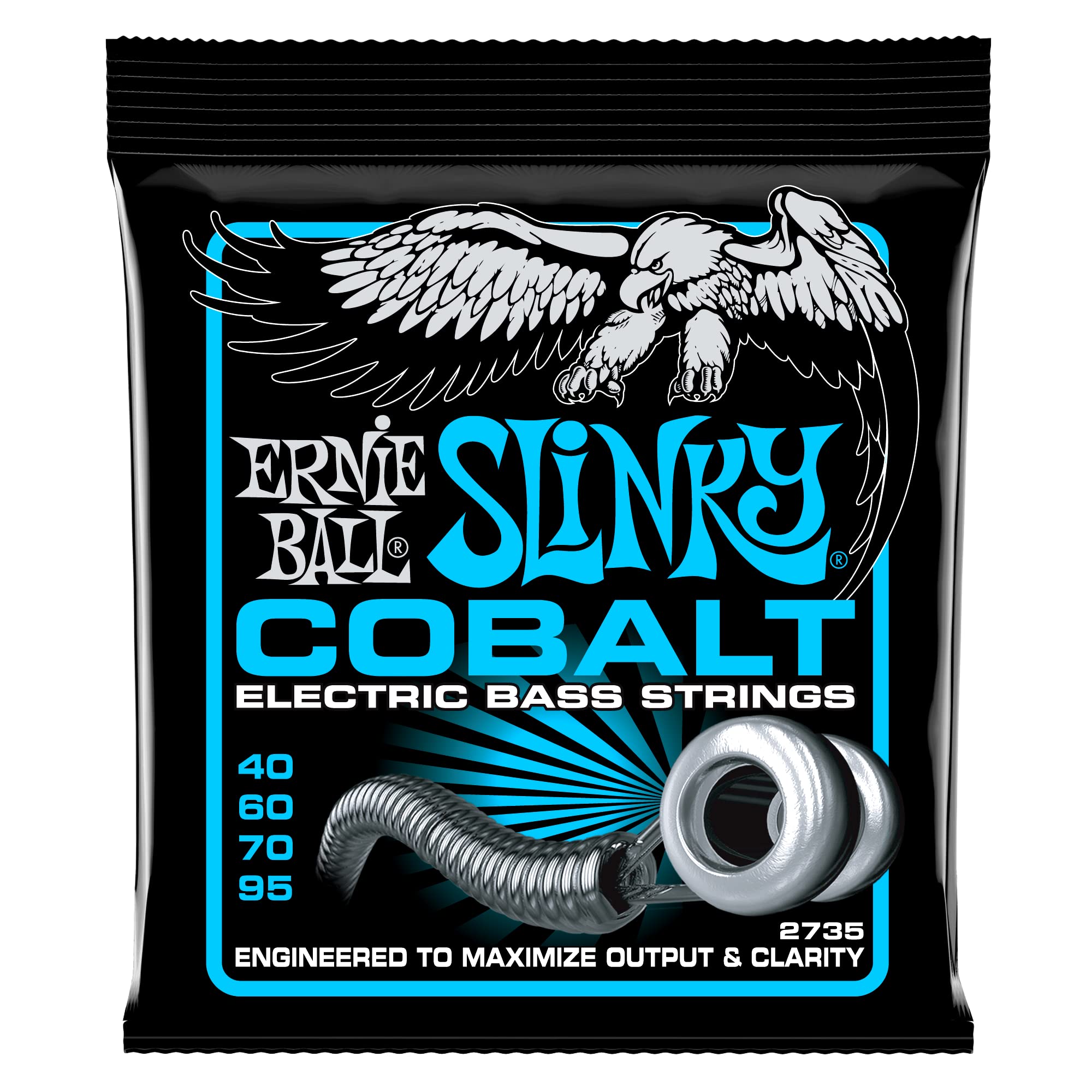 Ernie Ball Extra Slinky Cobalt Bass Guitar Strings, 40-95 Gauge (P02735)