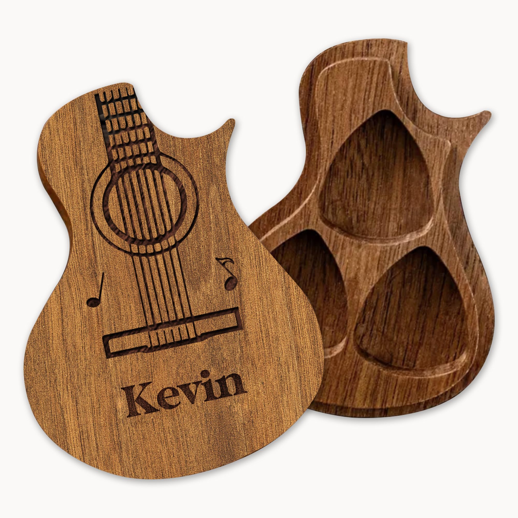 Personalized Guitar Pick Holder Engraved Wooden Guitar Picks Holder Custom Guitar Pick Case Box Gifts For Men Him Birthday Valen
