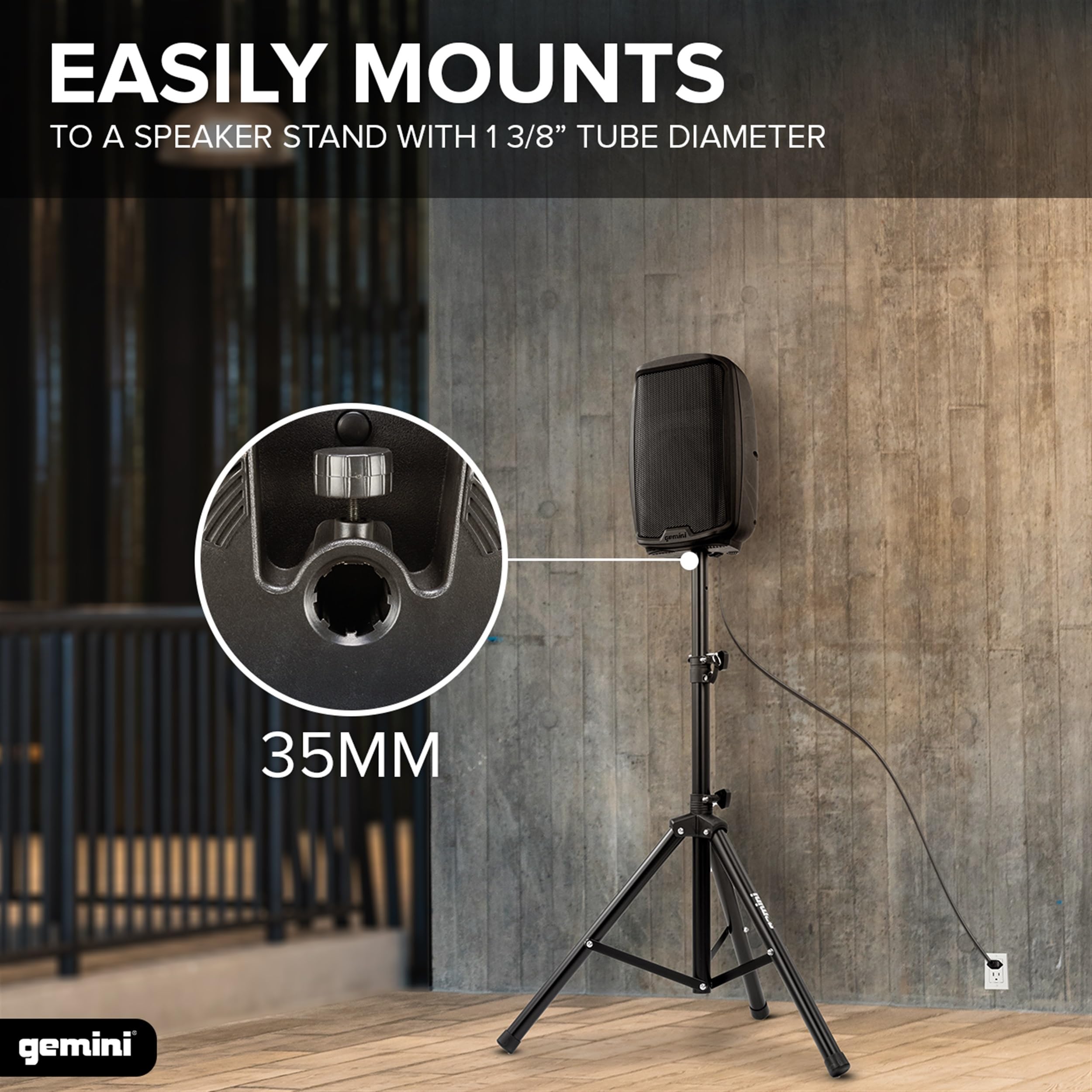 Gemini 500W Powered PA Speaker 8    - Lightweight Active Floor Monitor with EQ, Mic/Line Inputs, Portable Cabinet for Practice,