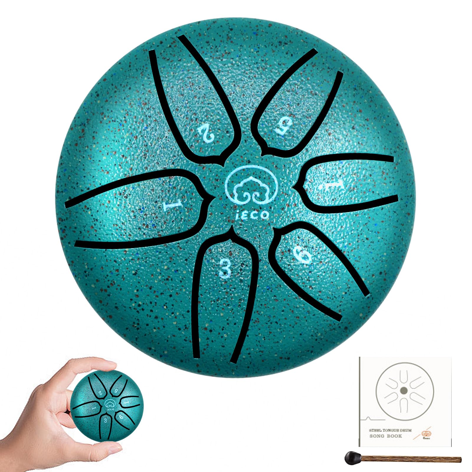 Buddha Stones Mini Steel Tongue Drum 3 Inch 6 Notes Steel Drum Instrument, Ethereal Drum for Kids Adults, Handpan Drum for Medit