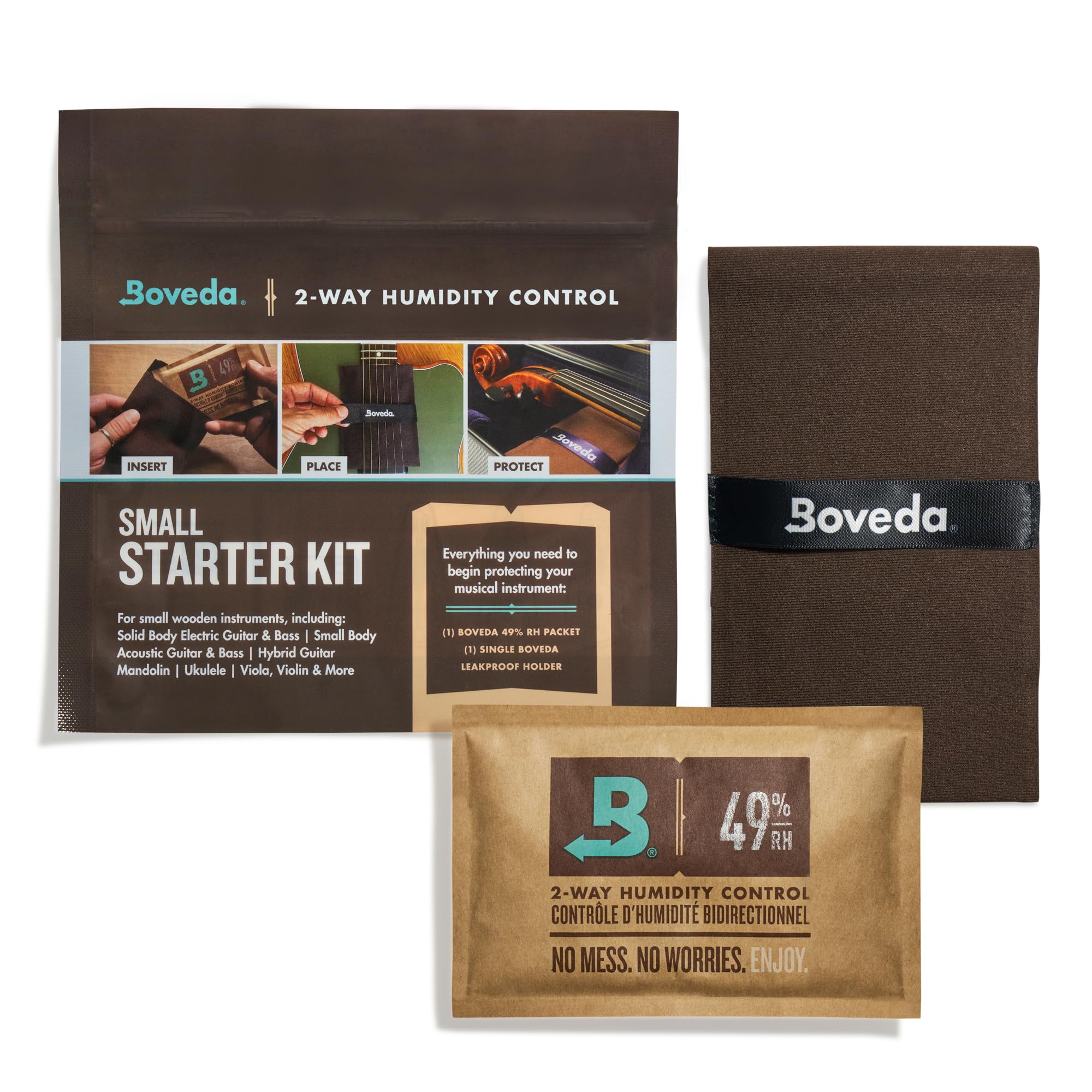 Boveda Music Small Starter Kit - (1) 49% Rh Standard Boveda - Ideal Two-Way Humidty Control For Most Climates - For Ukulele, Vio