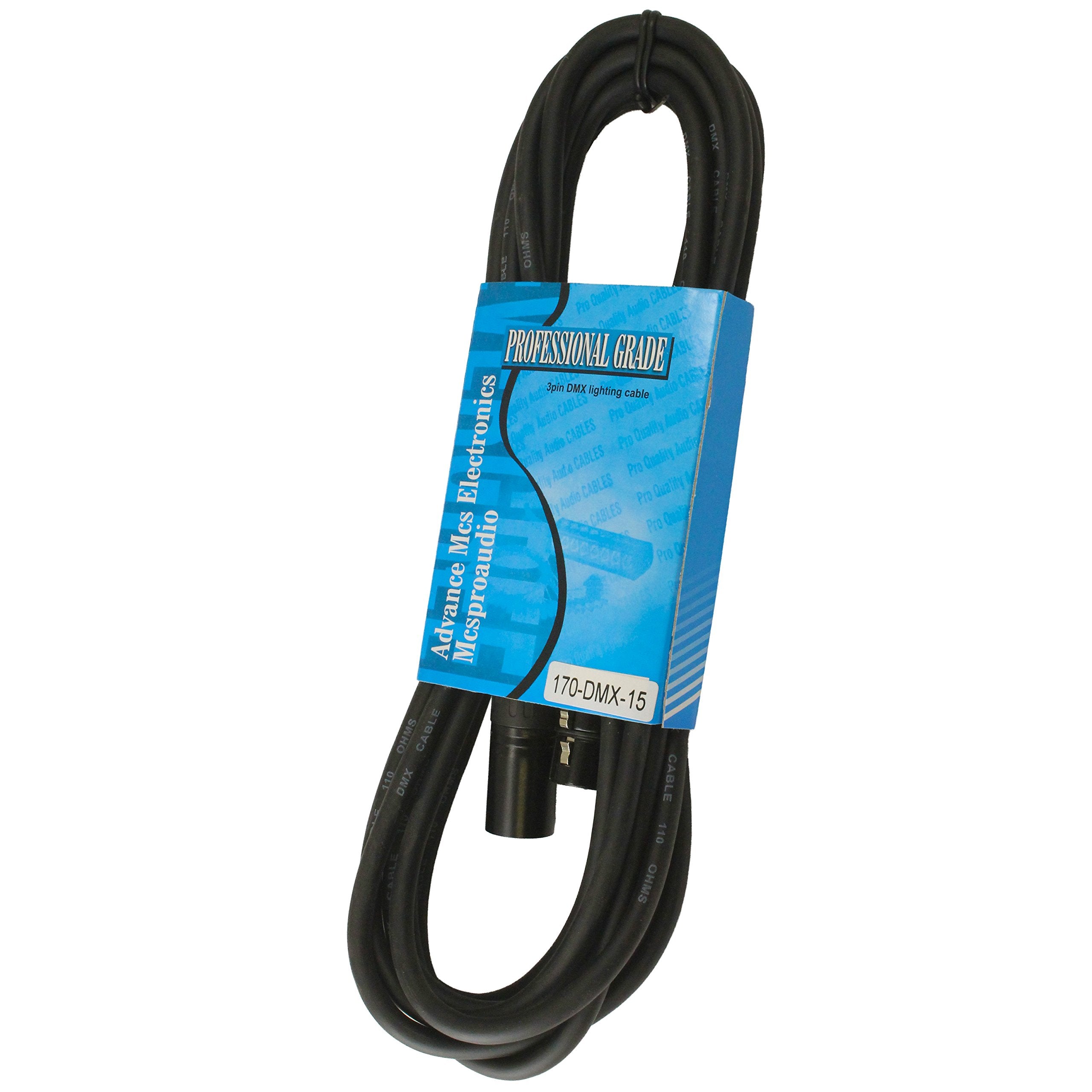 MCSPROAUDIO 110 ohm 3 Pin XLR DMX Lighting Cable (15 ft, 1 Cable)