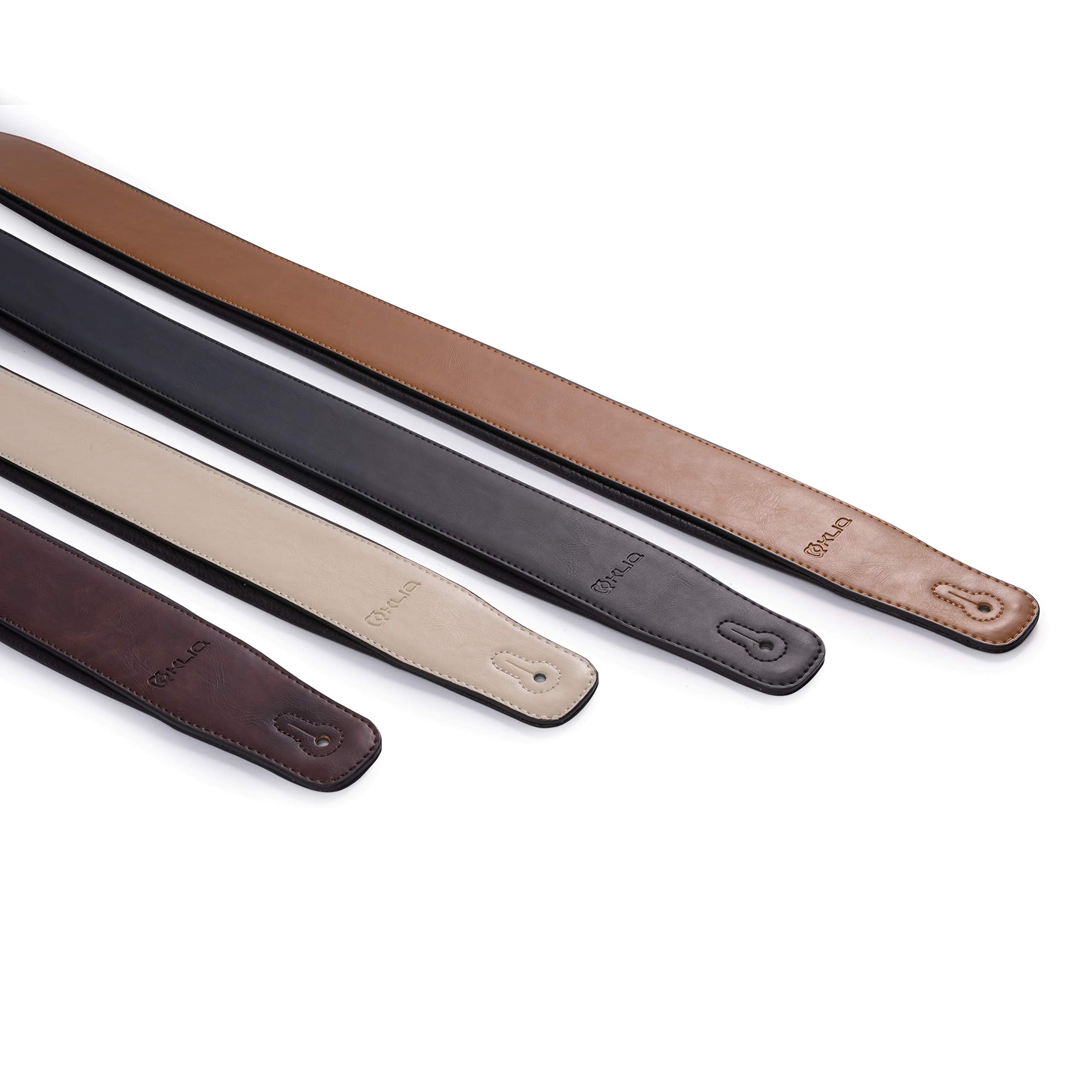 KLIQ Premium Padded Leather Guitar Strap for Bass & Electric Guitar with 3'' Wide Pad and Adjustable Length from 41'' to 54'', C