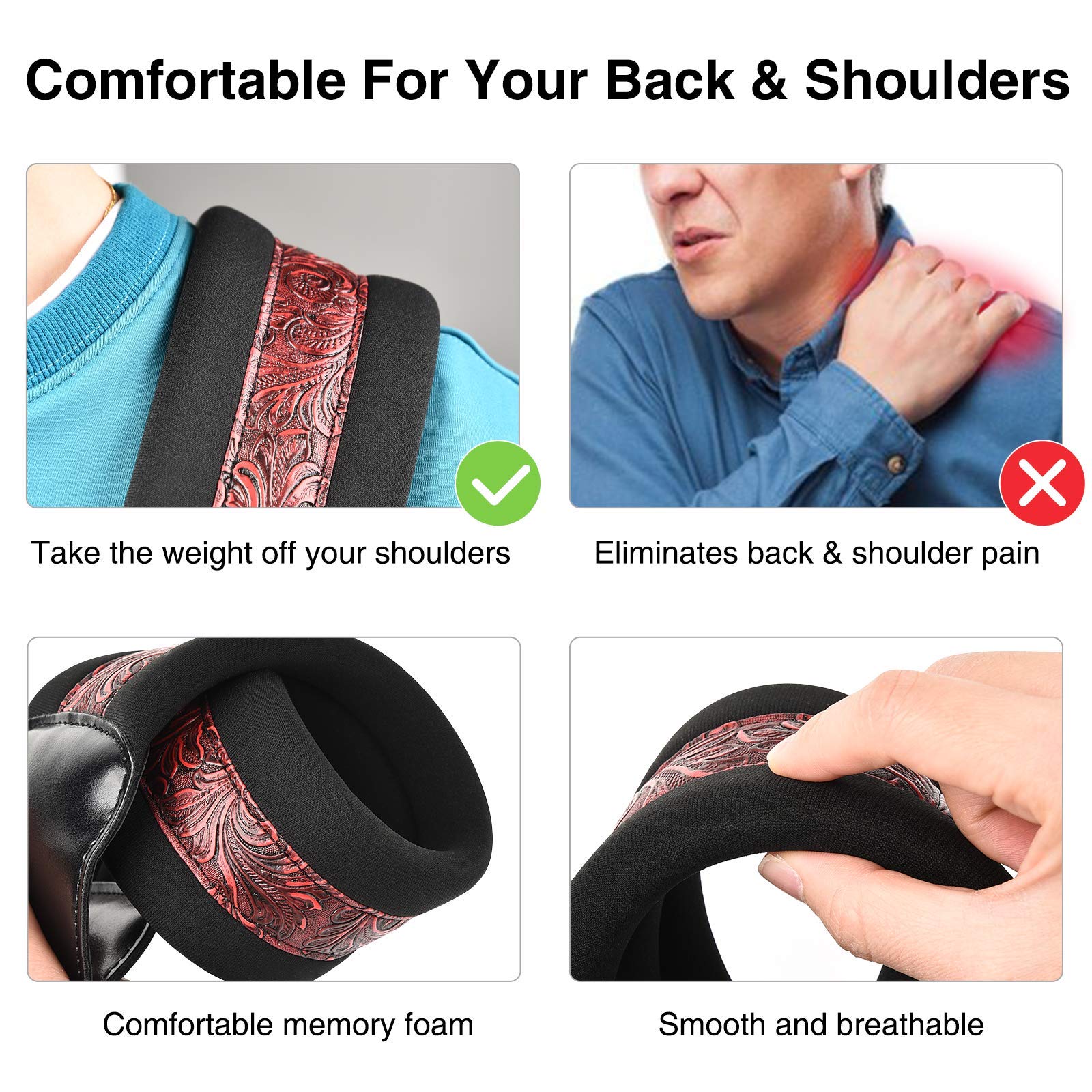 LEKATO Bass Guitar Strap for Electric Guitar & Bass 3'' Wide Guitar Straps Padded Bass Guitar Strap Adjustable Length from 45''