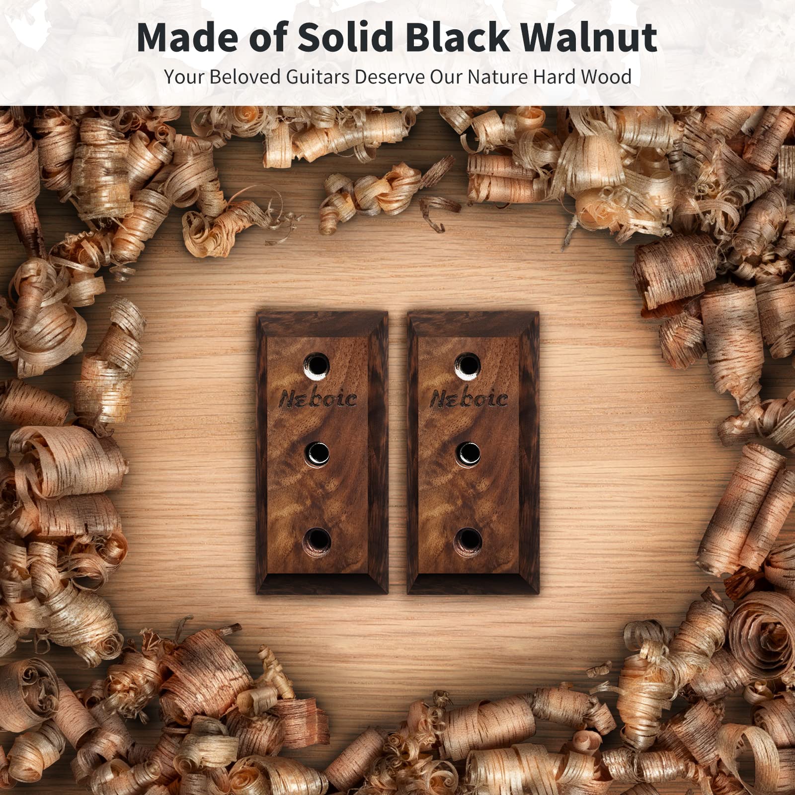 3 Pack Guitar Wall Mount, Neboic Wood Guitar Wall Hanger, Guitar Hook, Guitar Accessories for Acoustic Electric Bass Guitar Ukul