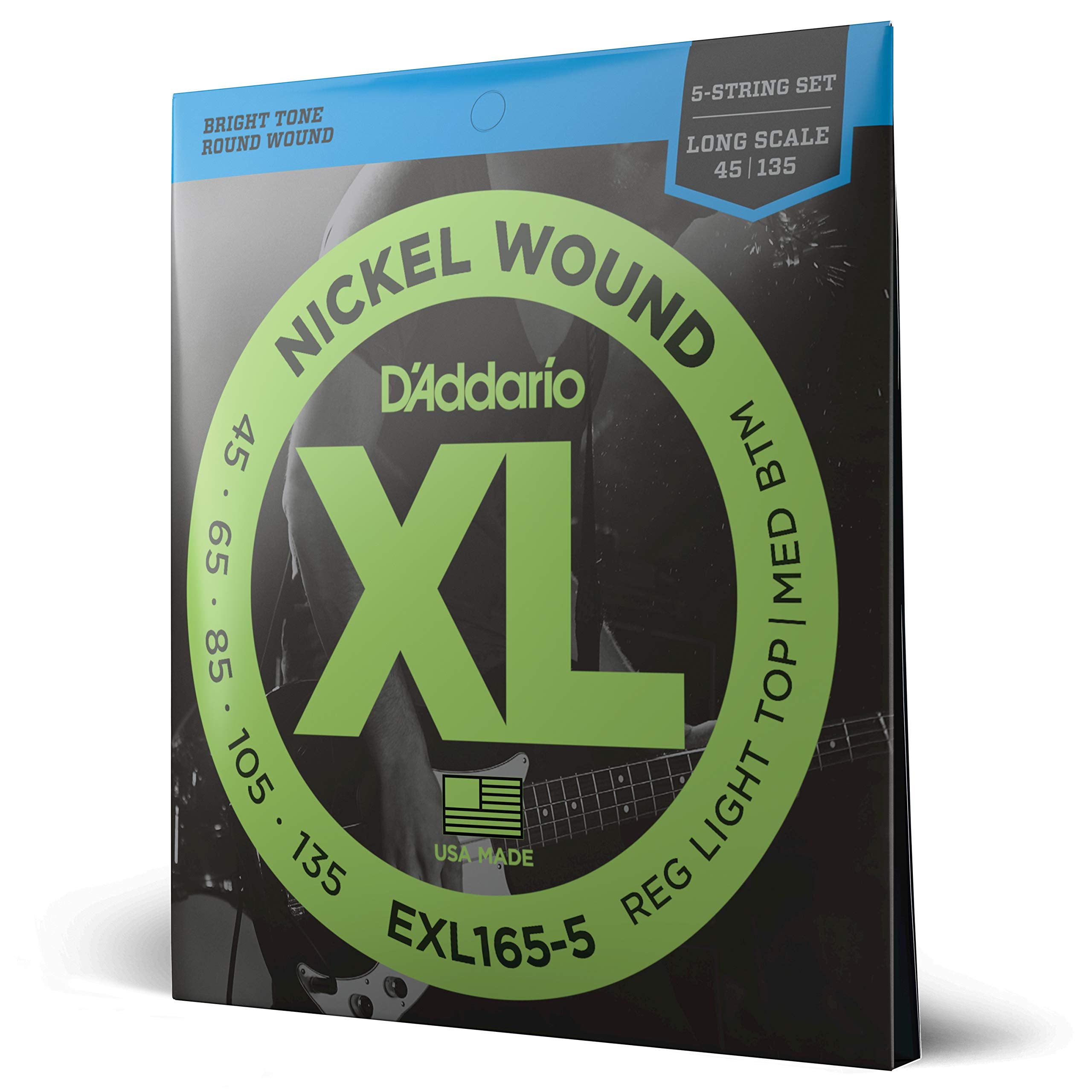 Daddario Bass Guitar Strings - Xl Nickel Bass Strings - Exl165-5 - Perfect Intonation, Feel, Durability - For 4 String Bass Guit