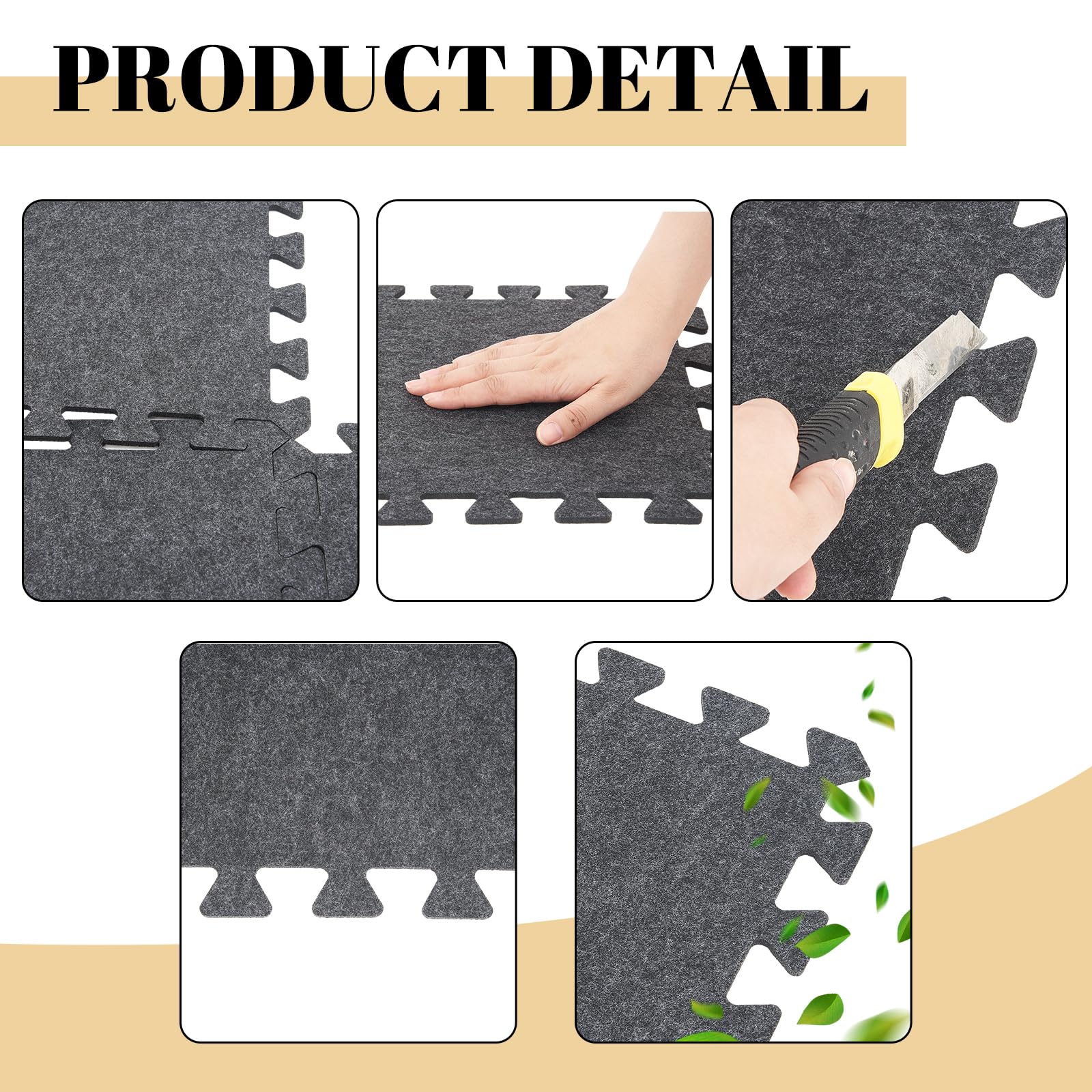 Nuanchu 16 Pcs Thick Sound Absorbing Interlocking Floor Mats, 11.8 x 11.8 Inches High Density Piano Carpet Drum Rug Sound Absorb