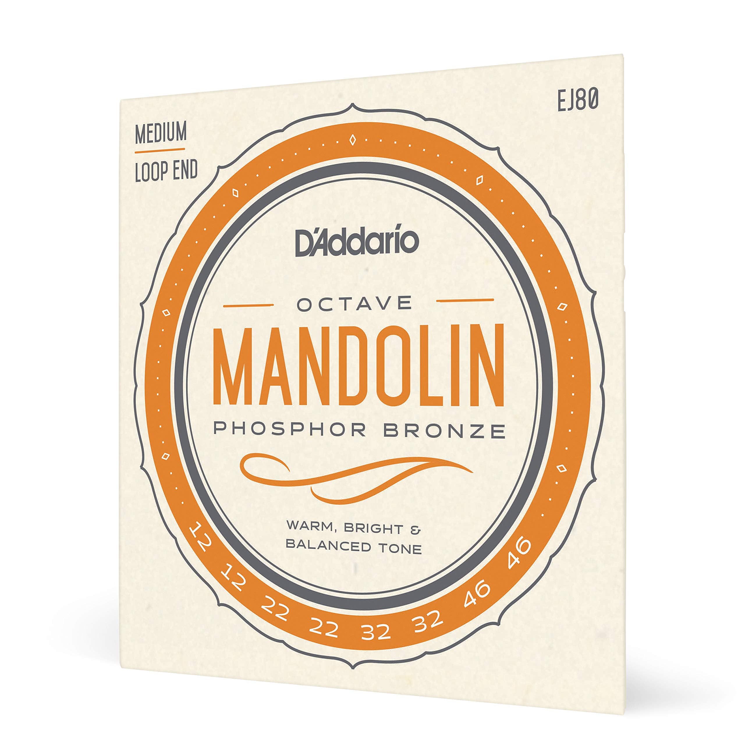 DAddario EJ80 Phosphor Bronze Octave Mandolin Strings, Medium, 12-46