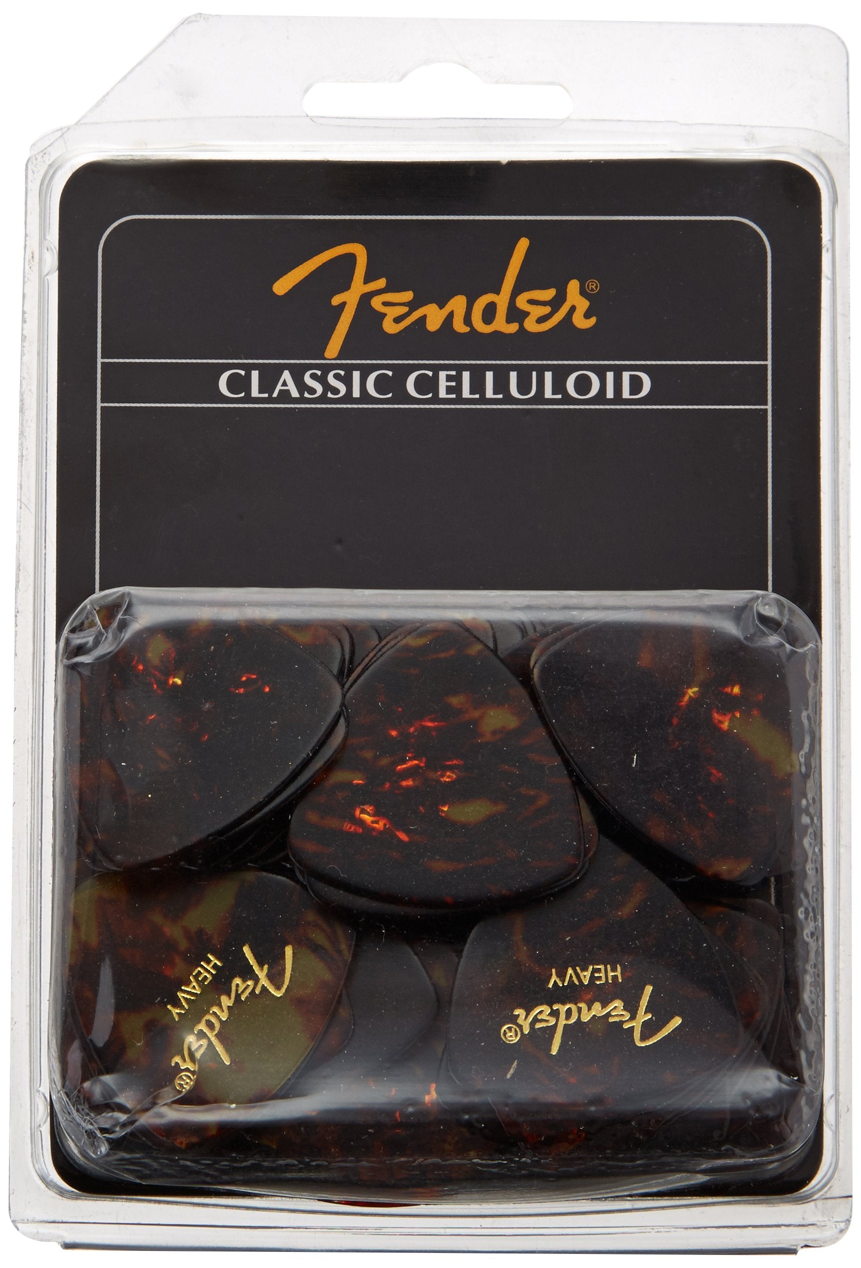 Fender Classic Celluloid Guitar Picks 346 Shape, Tortoise Shell, Heavy, 72-Pack