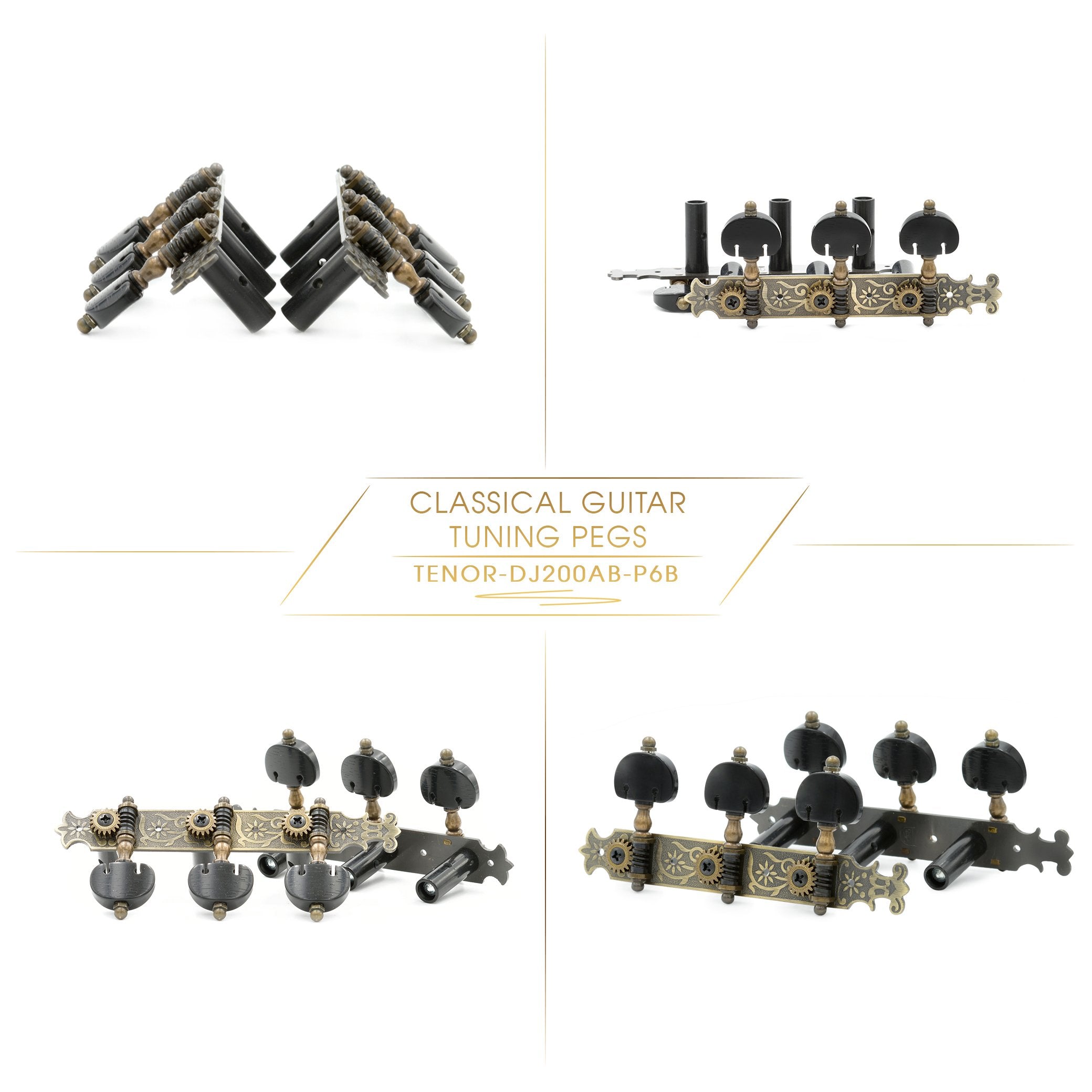 DJ200AB-P6B TENOR Classical Guitar Tuners Professional Tuning Key Pegs/Machine Heads for Classical or Flamenco Guitar in Antique