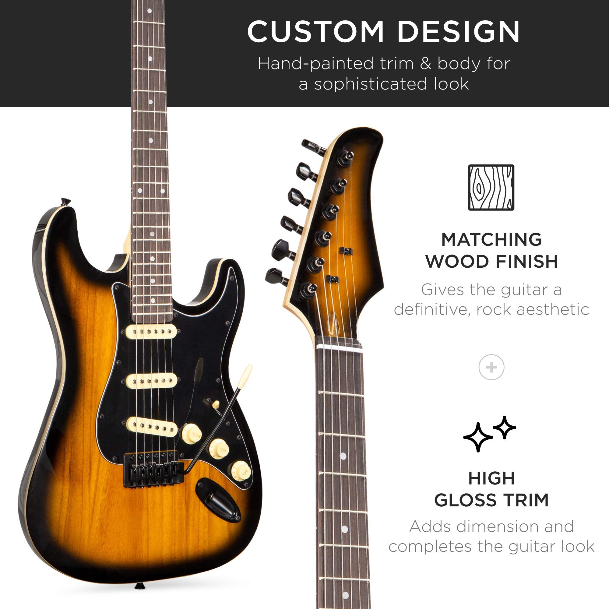 Best Choice Products 39in Full Size Beginner Electric Guitar Starter Kit w/Case, Strap, 10W Amp, Strings, Pick, Tremolo Bar - Su