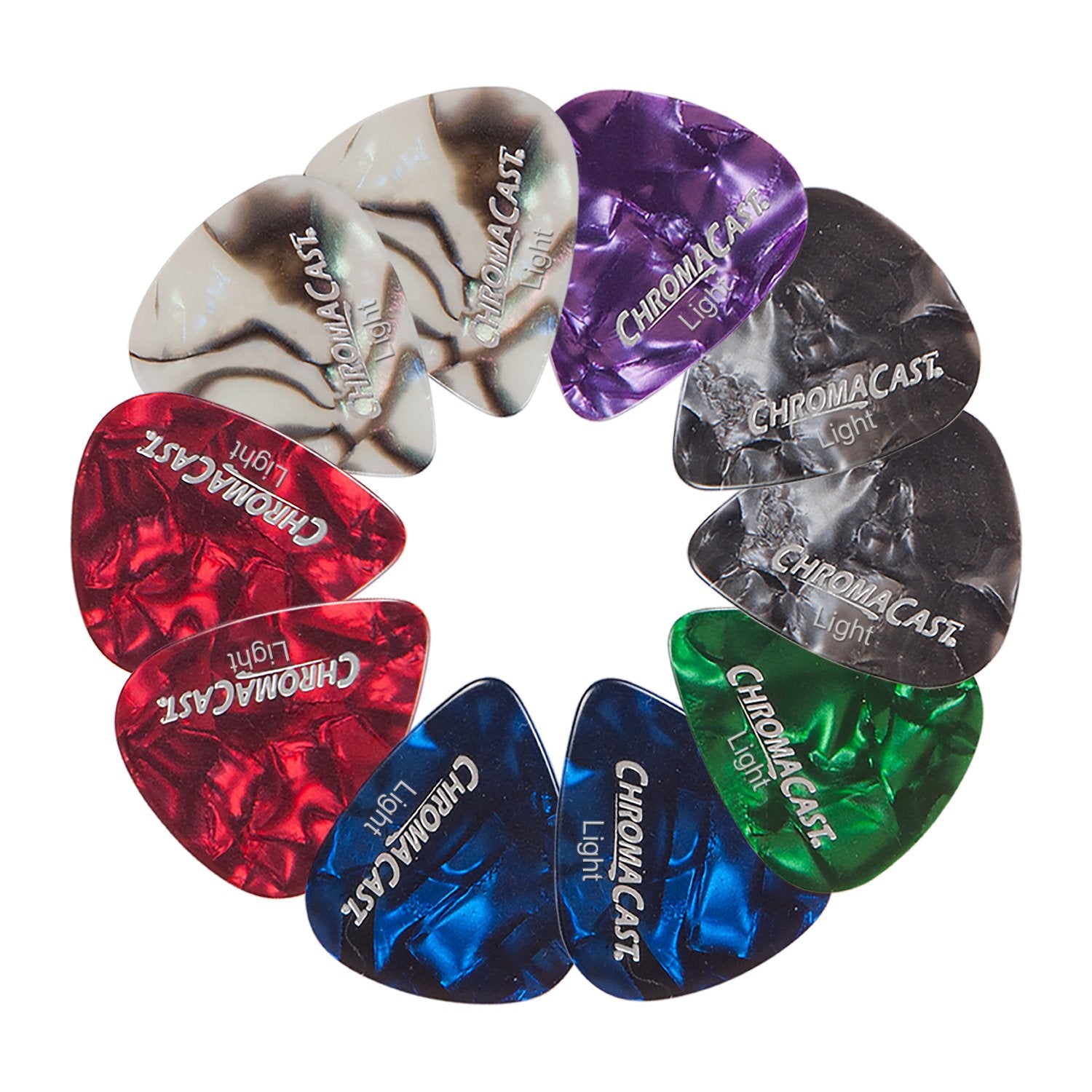 Chromacast Pearl Celluloid Guitar Pick 10 Pack, Light Gauge (.60Mm)