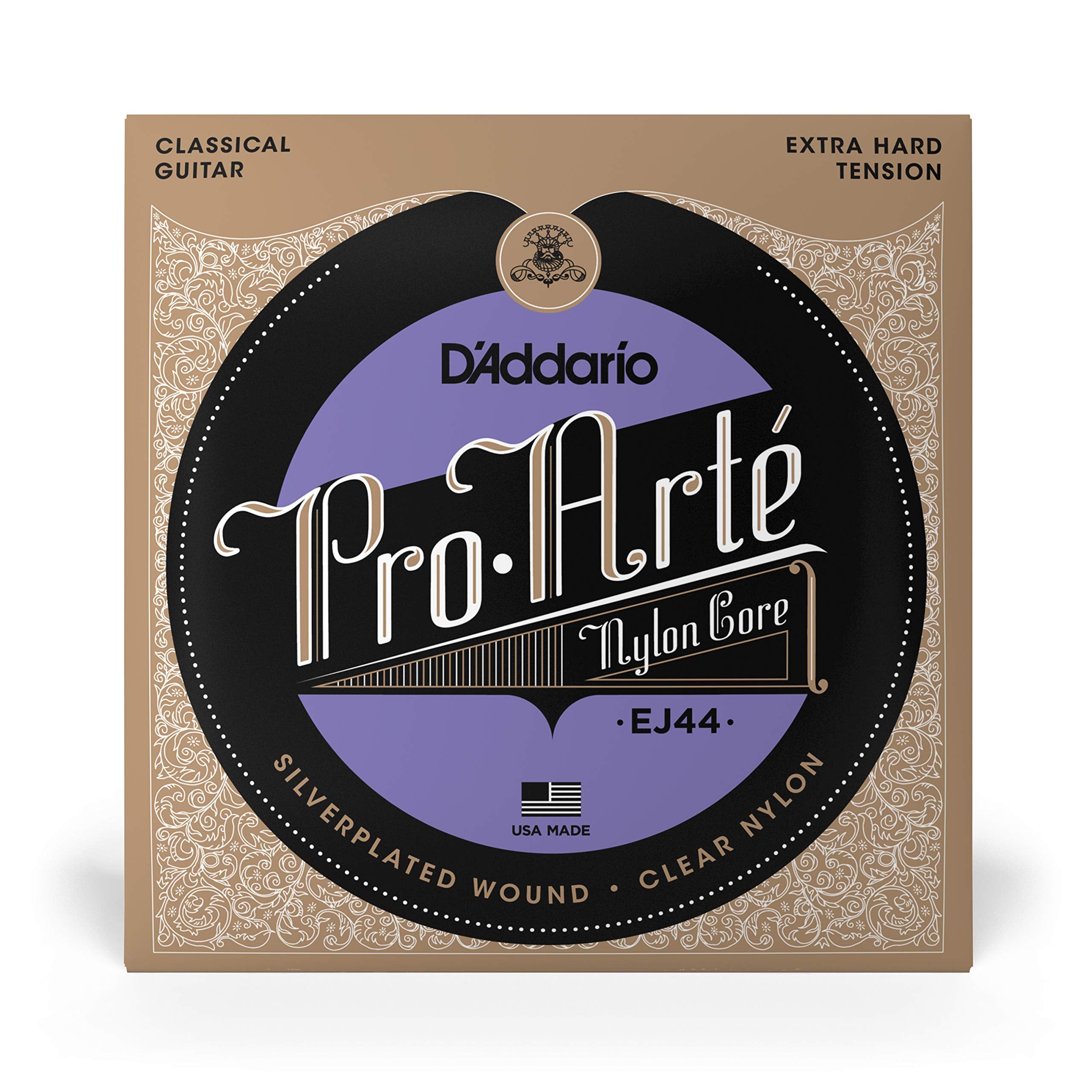 D'Addario Guitar Strings - Pro-Arte Classical Guitar Strings - EJ44 - Nylon Guitar Strings - Silver Plated Wound, Nylon Core - E