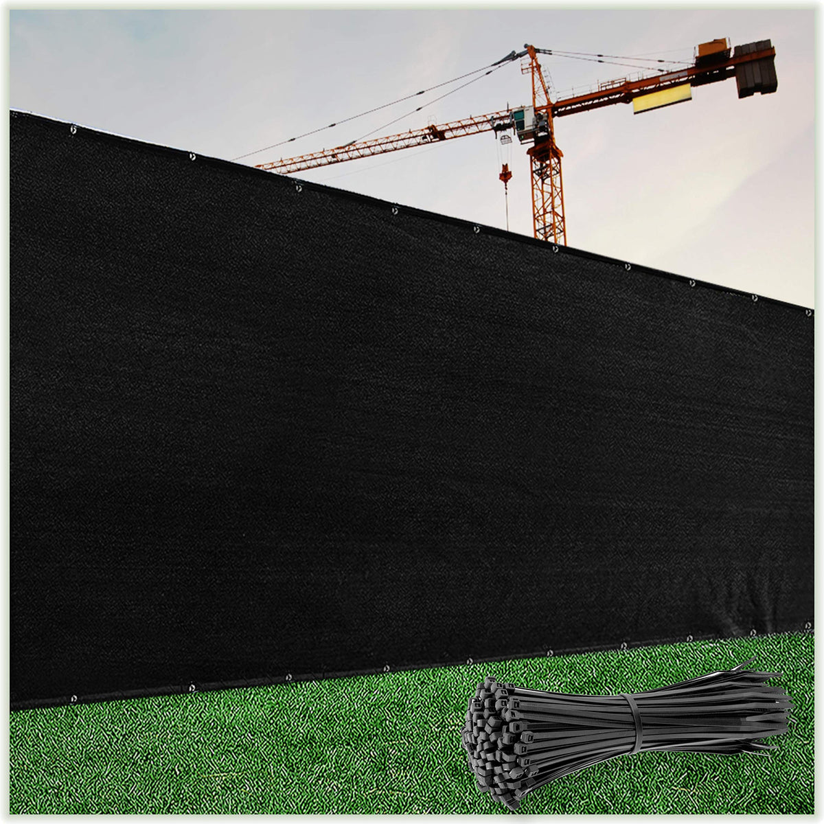 Colourtree Customized Size Fence Screen Privacy Screen Black 5 X 129 - Commercial Grade 170 Gsm - Heavy Duty - 3 Years Warranty
