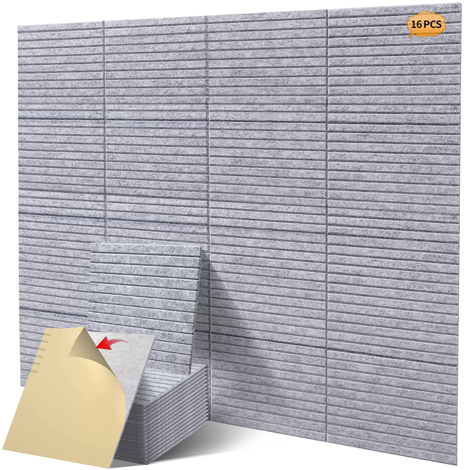 16 Pcs Pro Grade Soundproof Wall Panels,Acoustic Panels,Premium Sound Panels,Better Than Foam,Wedge Design,With Adhesive On Back