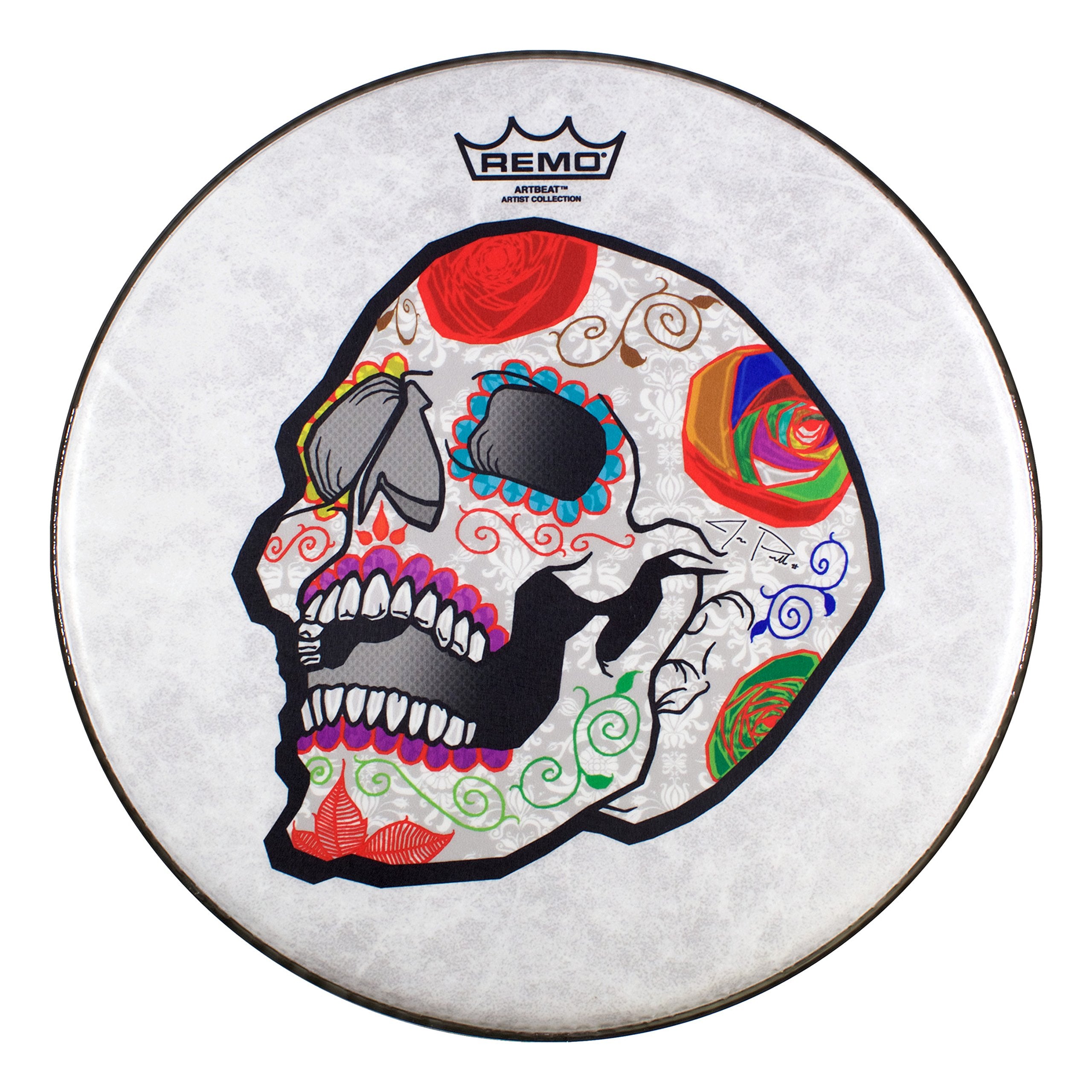 Remo ArtBEAT Artist Collection Drumhead - Jos   Pasillas, Candy Skull