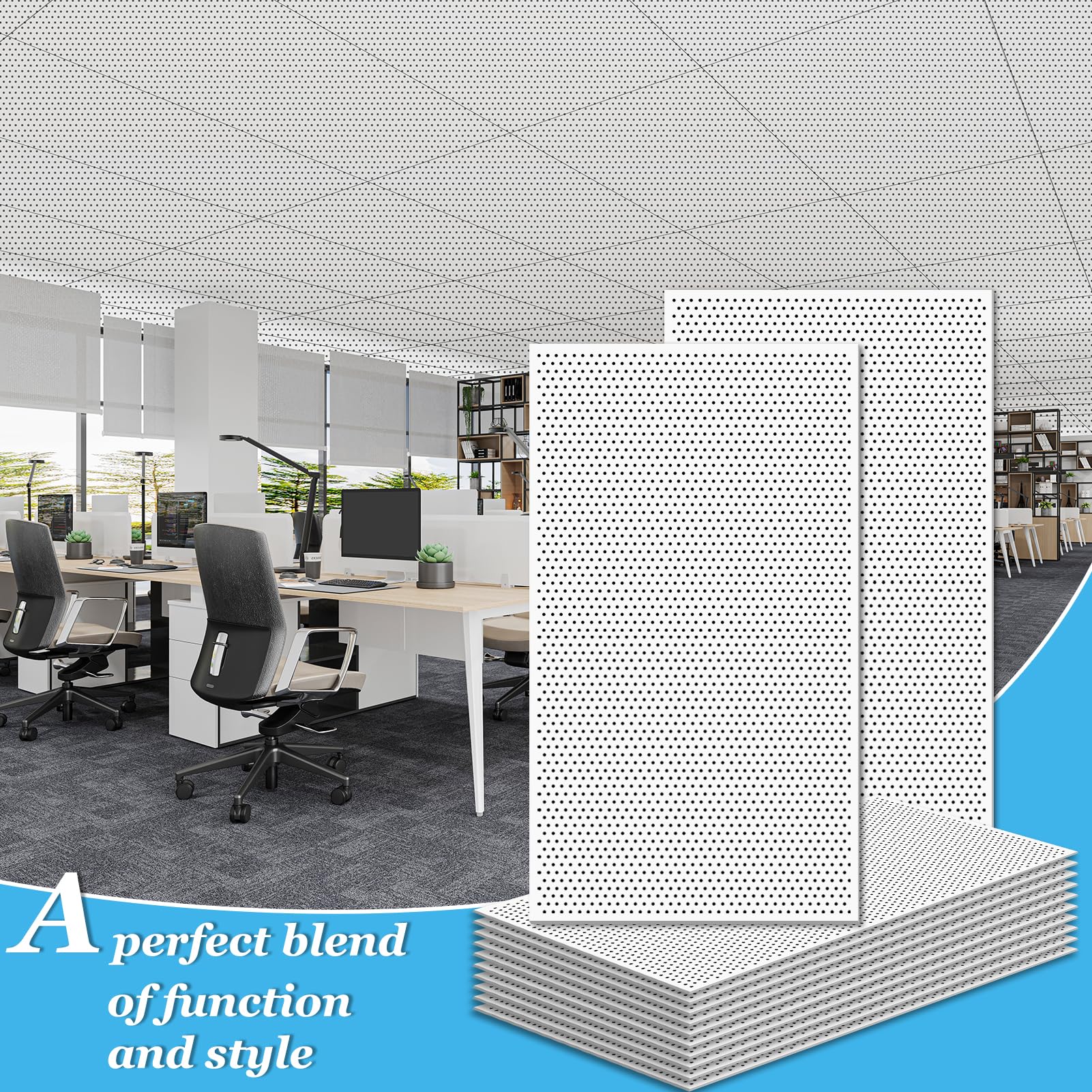 Art3d Acoustic Drop Ceiling Tiles 24x48 10-Pack, Soundproof Panels 2x4ft for Wall Coverings, White