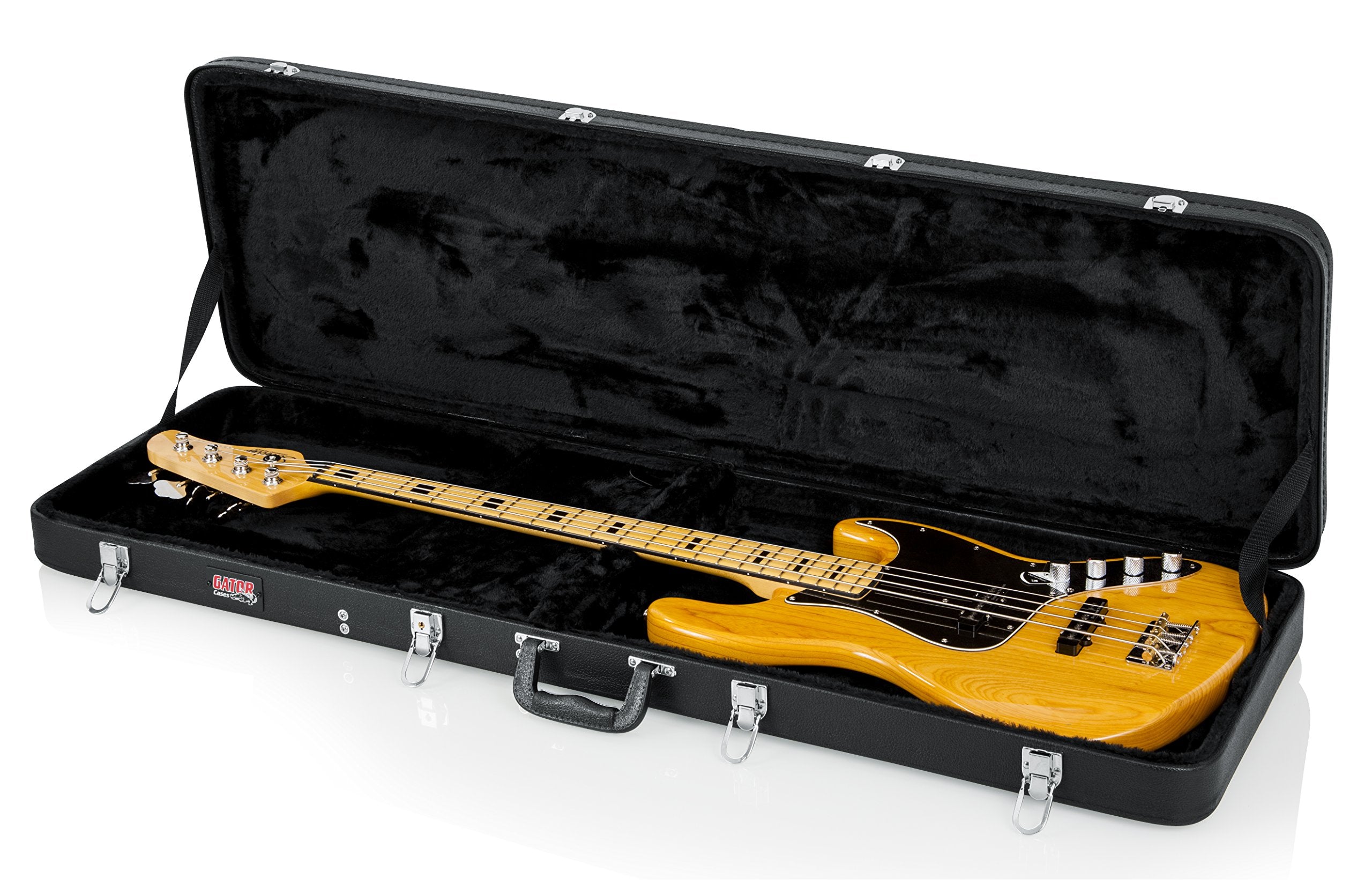 Gator Cases Hard-Shell Wood Case for Electric Bass Guitars; Fits Fender Precision/Jazz Bass, & More (GWE-BASS),Black