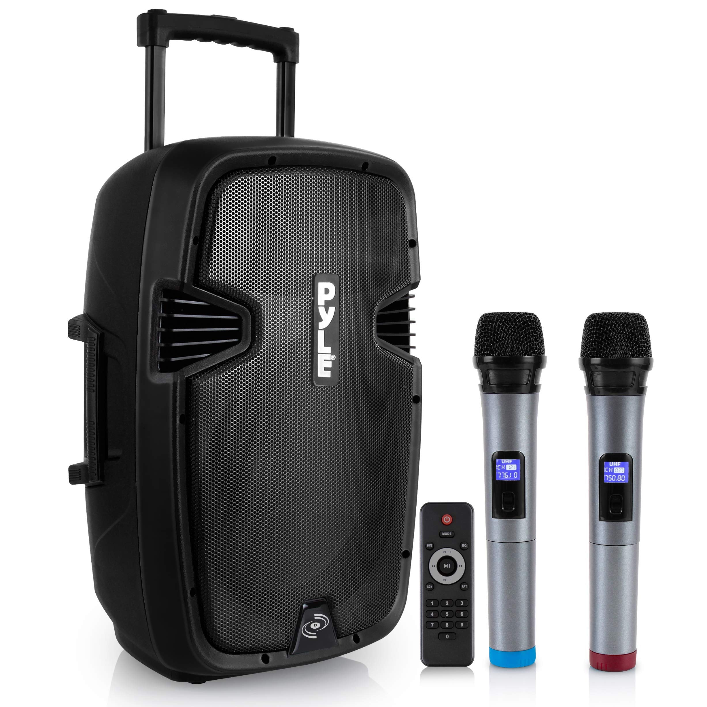 Pyle Karaoke Portable PA Speaker System - 1600W Active Powered Bluetooth Compatible Speaker, Rechargeable Battery, Easy Carry Wh