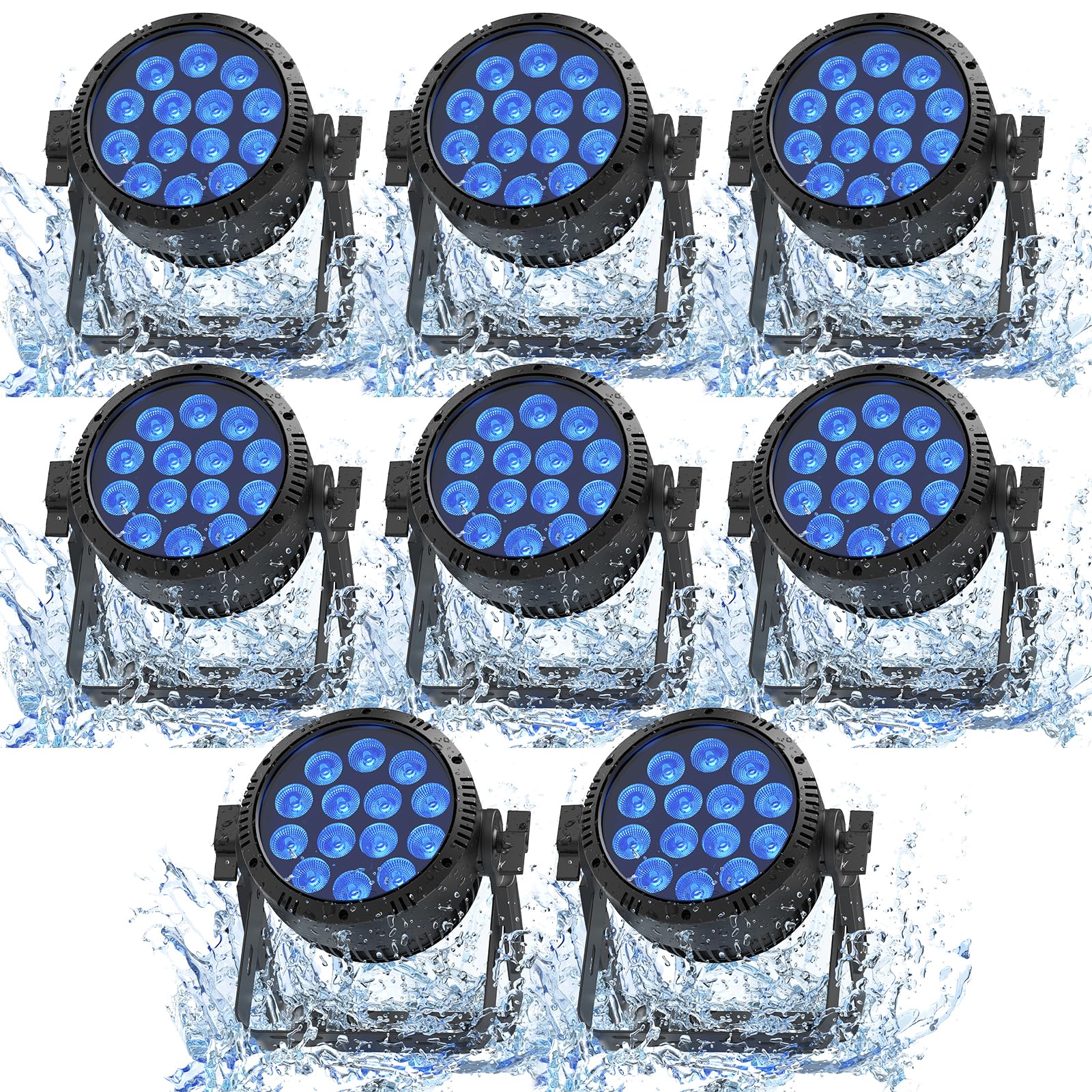 8PCS Waterproof Par Lights High Bright 14X18W LED RGBW 4in1 DMX 4/9CH Stage Lighting for Theaters, Concerts, Clubs, DJ, Wedding 