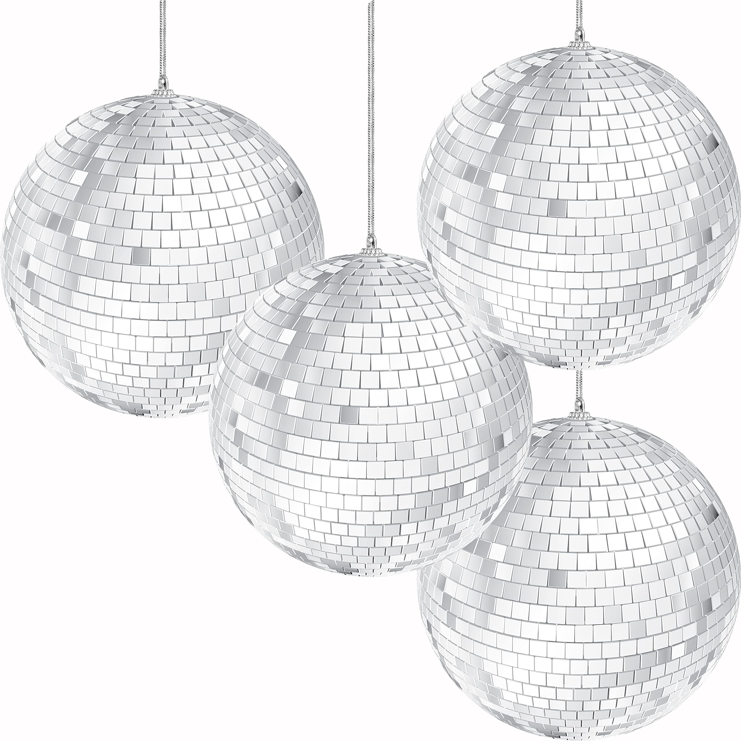 The Dreidel Company Mirror Disco Ball 3'' Inch Silver Hanging Ball With Attached String For Hanging, Reflects Light, Party Favor