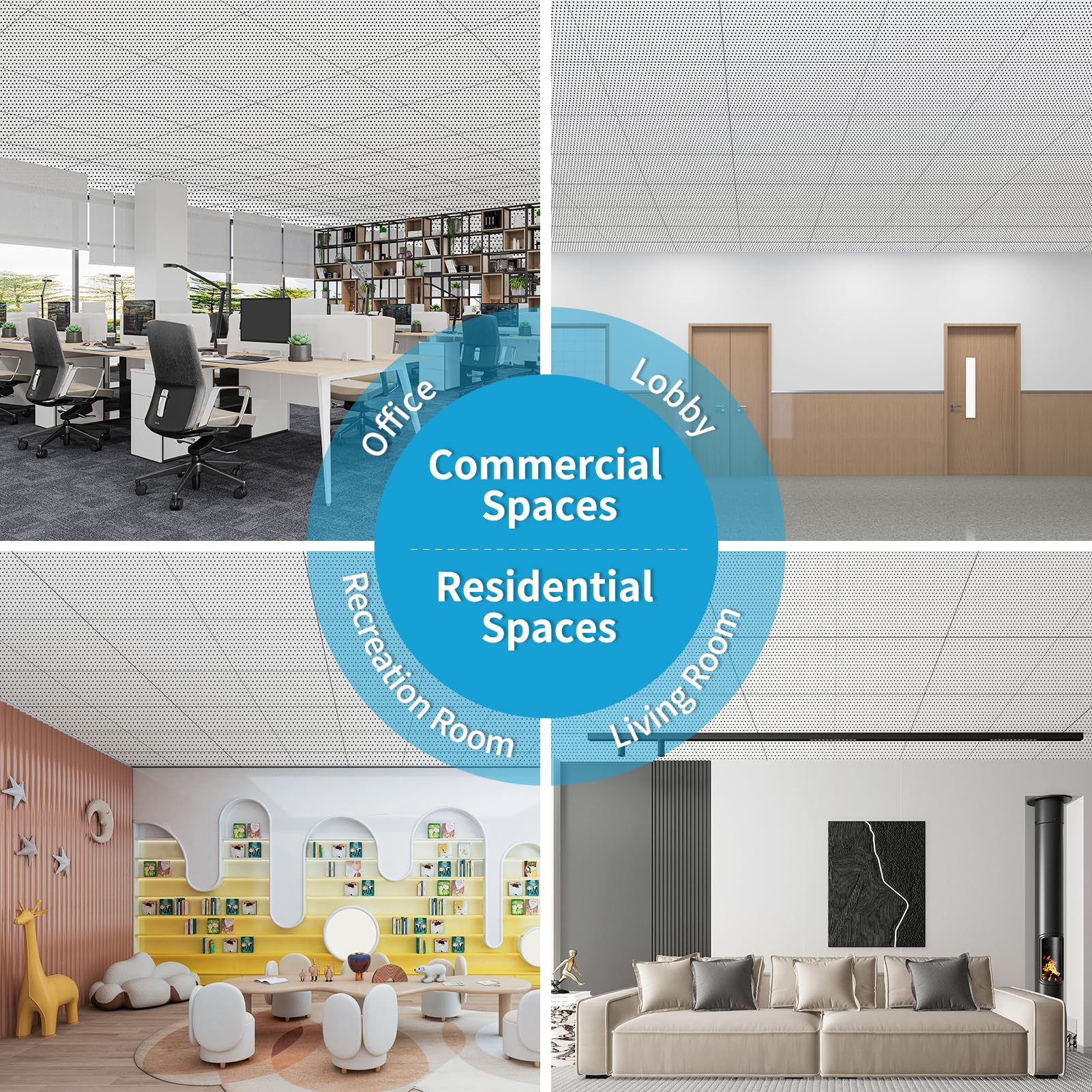 Art3d Acoustic Drop Ceiling Tiles 2x2ft 12-Pack, Soundproof Panels 24x24 for Wall Coverings, White