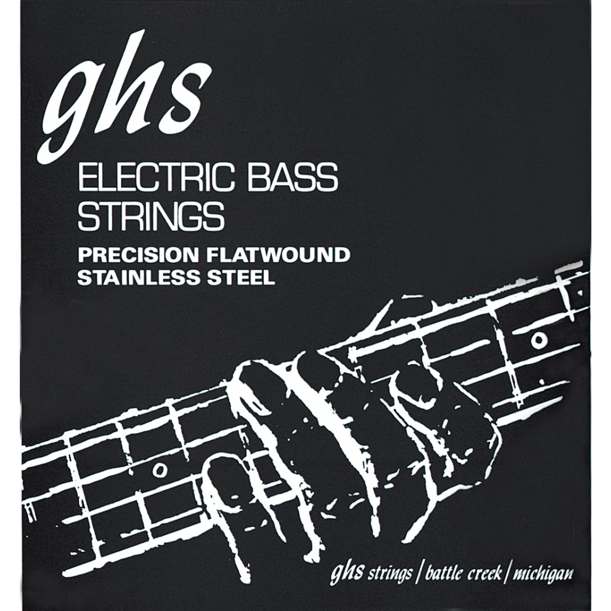 GHS Strings M3050 4-String Bass Precision Flats, Stainless Steel Flatwound Bass Strings, 38 Winding, Medium (45-105)