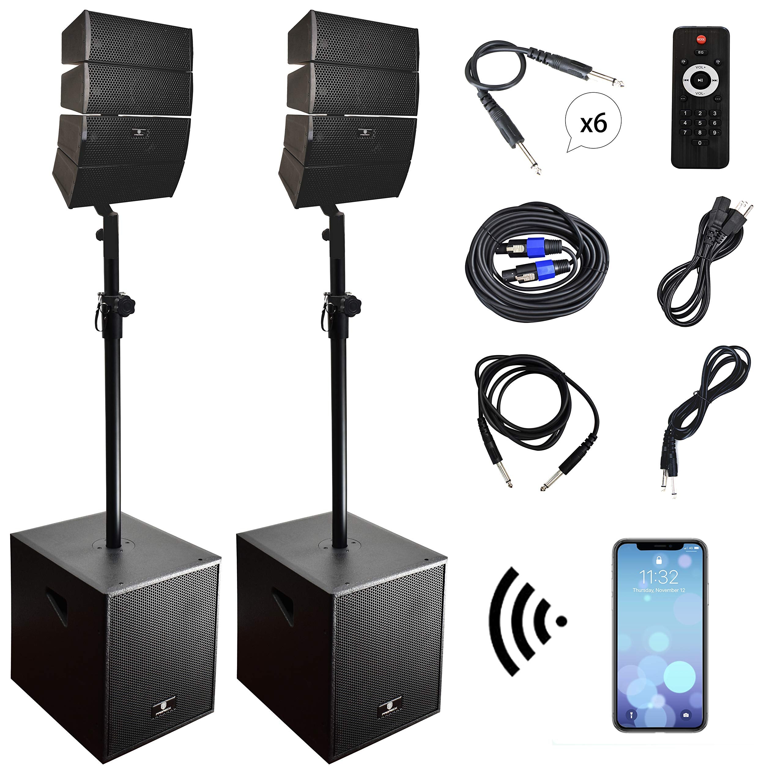 PRORECK Club 3000 12-Inch 4000w DJ Powered PA Speaker System Combo Set with Bluetooth USB Drive Read Function SD Card Remote Con