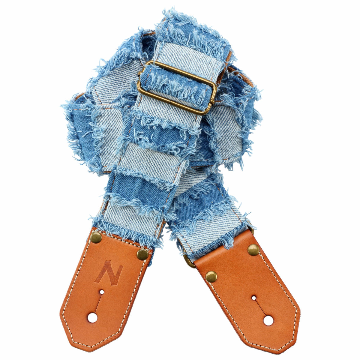 Nefelibata Guitar Strap, Denim Guitar Straps With Thicked First Layer Vegetable Tanned Cowhide Leather Ends For Acoustic, Bass,