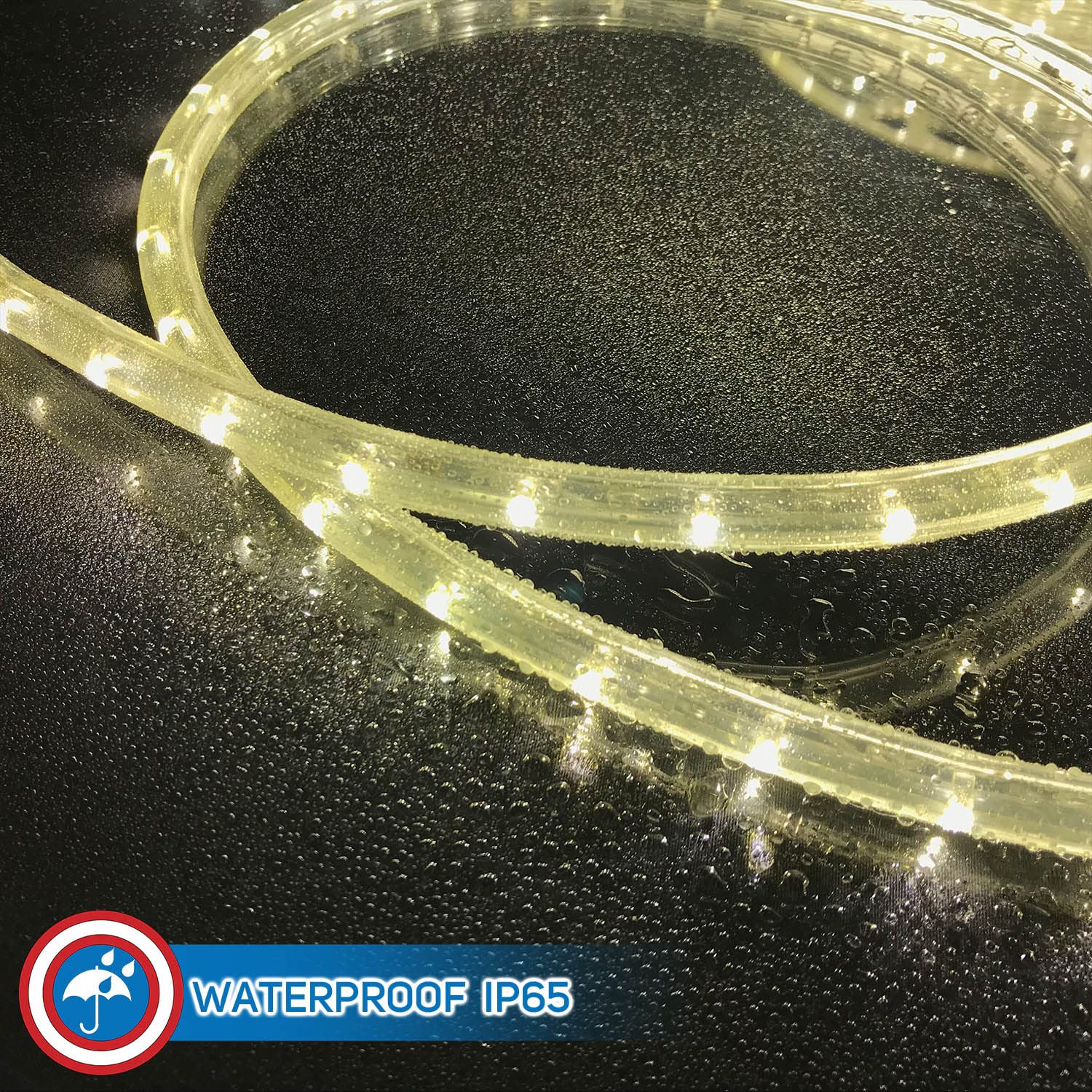 Russell Decor LED Rope Lights Christmas Decoration Lights plug with 4-Level Dimmable Controller and clips included 200 FT (Warm