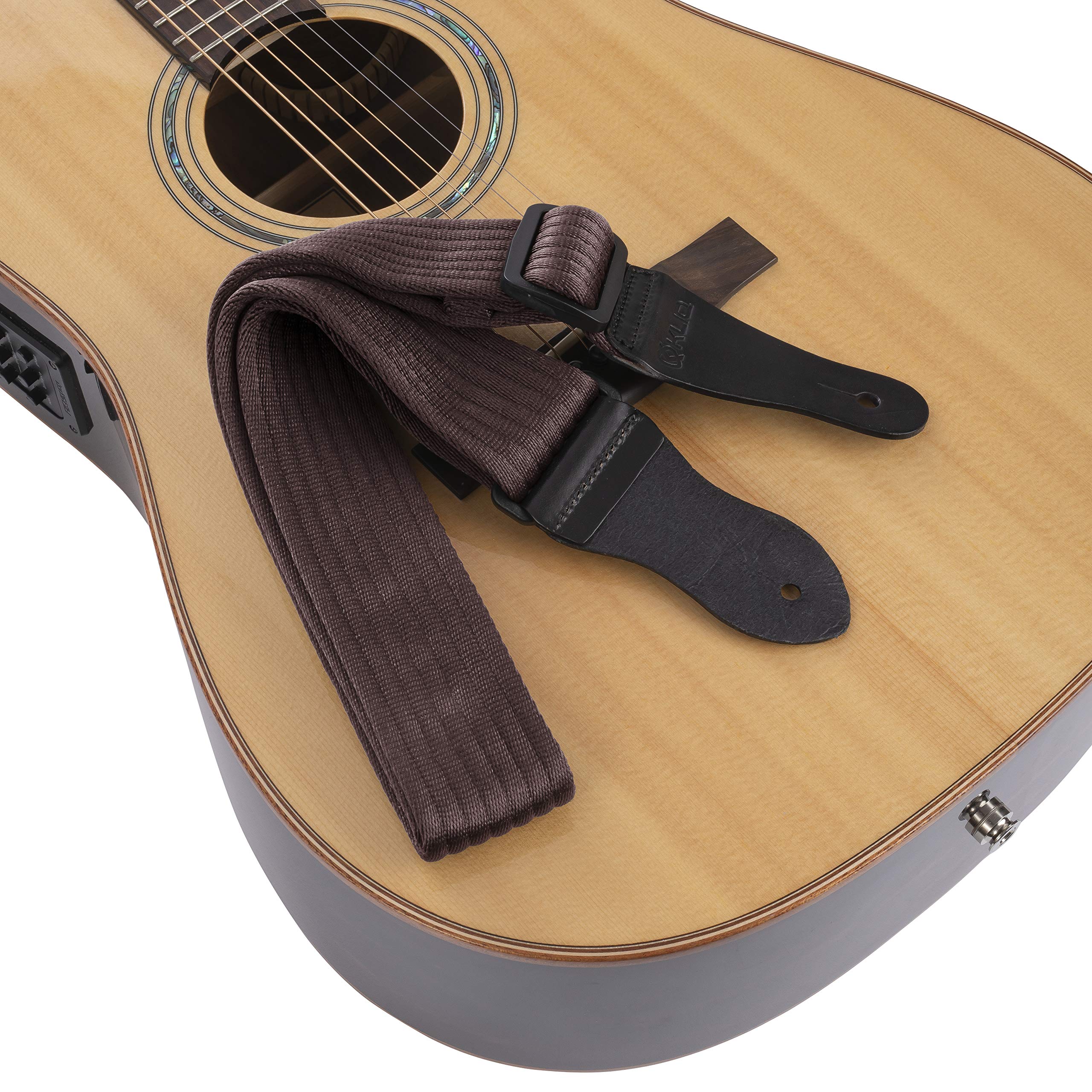 KLIQ Vintage Woven Guitar Strap for Acoustic and Electric Guitars (Simple Woven, Brown)
